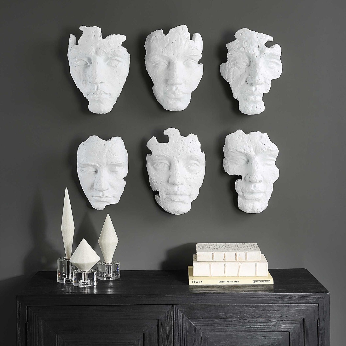 Uttermost Self-Portrait White Mask Wall Decor Set/6