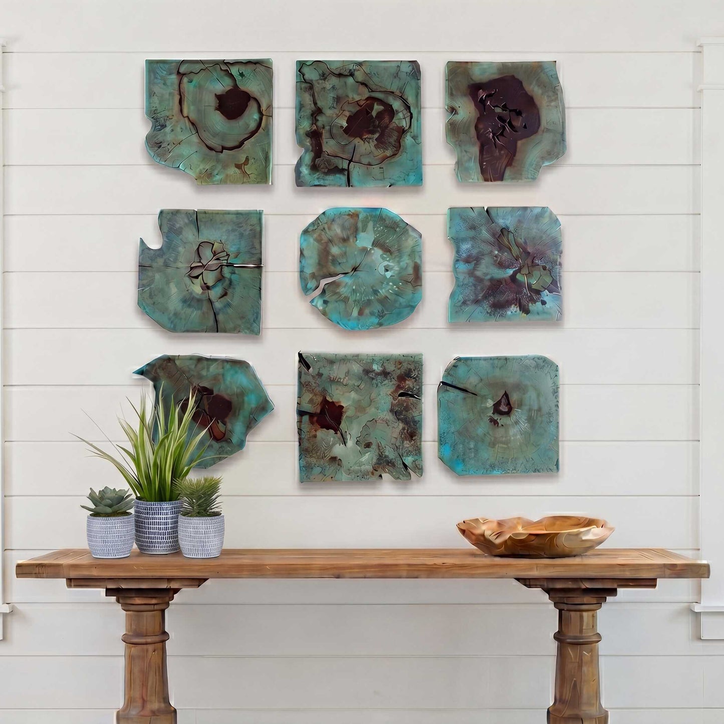 Uttermost Bahati Wood Wall DÌĮÕÌâå©cor In Blue Set/9