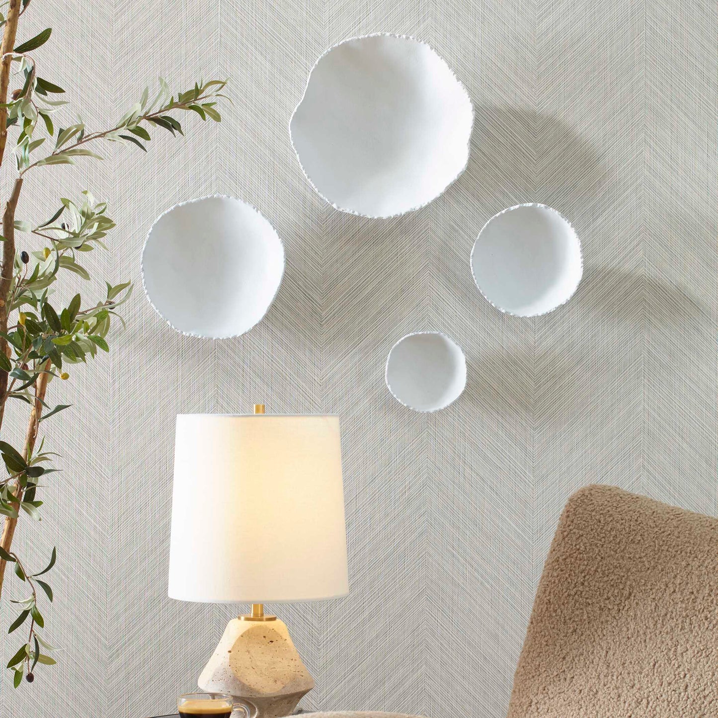 Uttermost Lucky Coins White Metal Wall Bowls Set/4