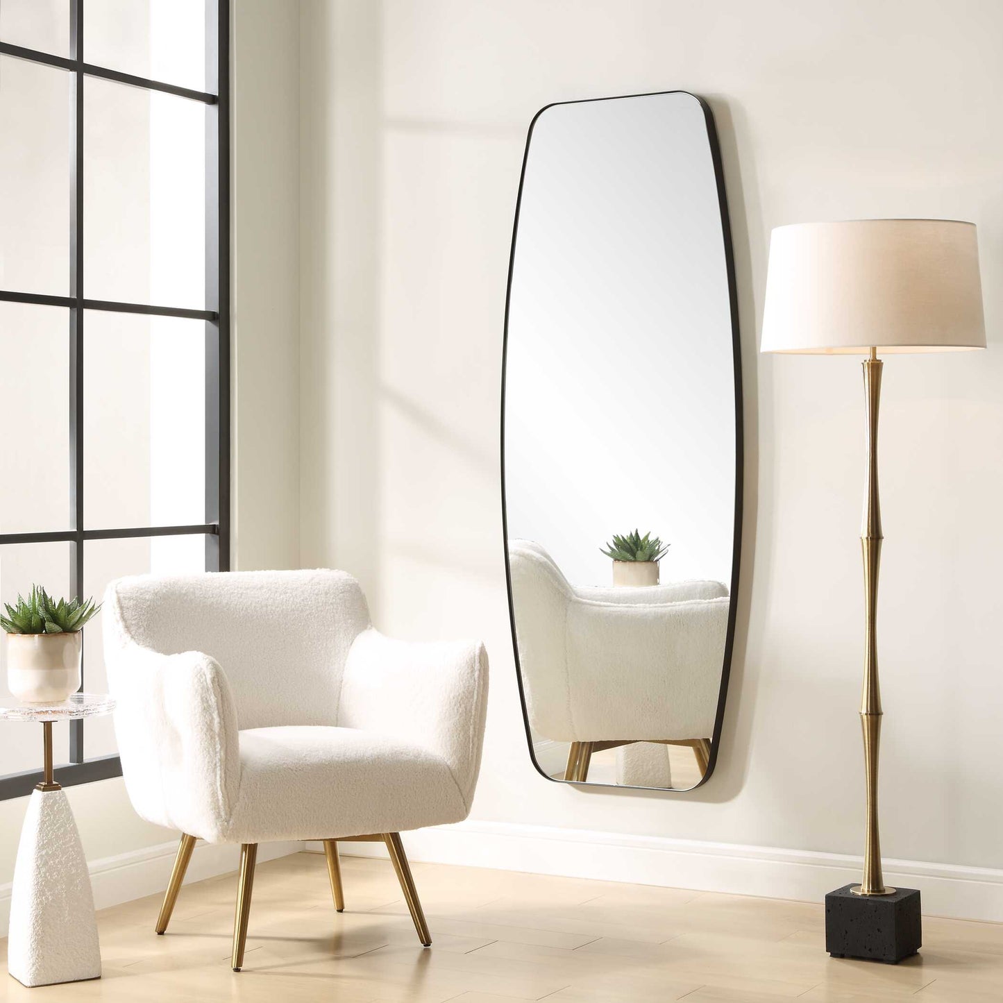 Uttermost Caspian Curved Black Dressing Mirror