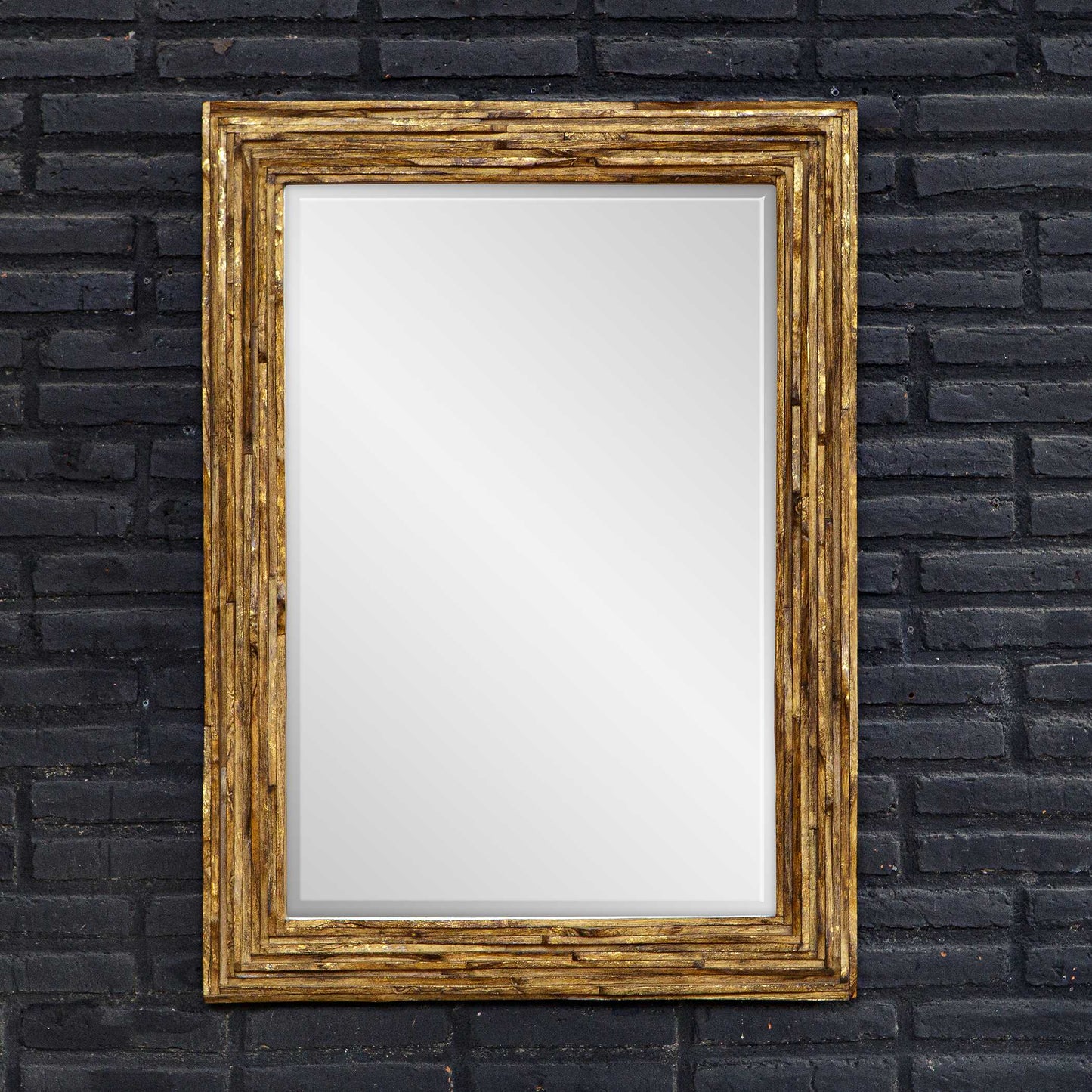 Uttermost Overlap Teak Wood Mirror
