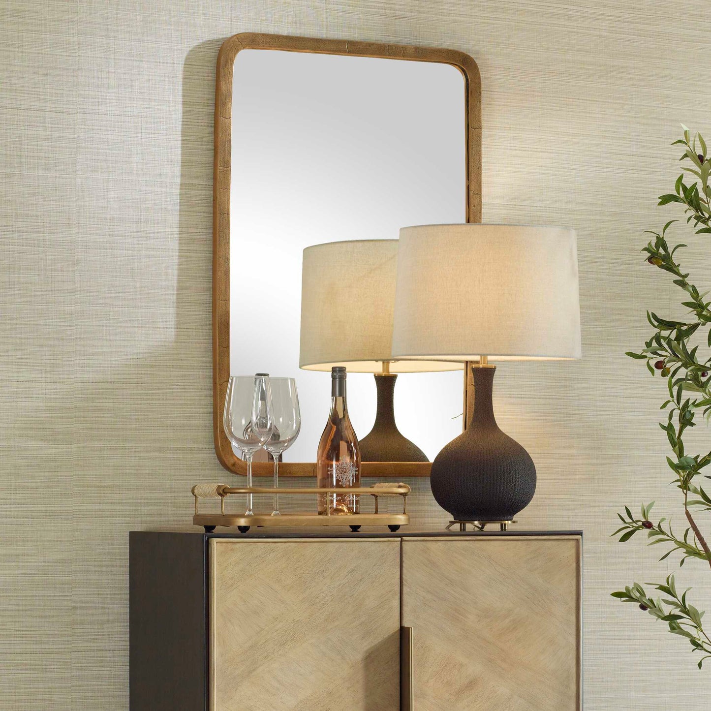 Uttermost Vestry Antique Brass Mirror