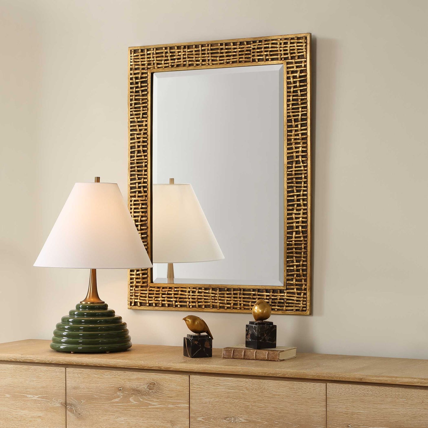 Uttermost Woven In Time Gold Mirror