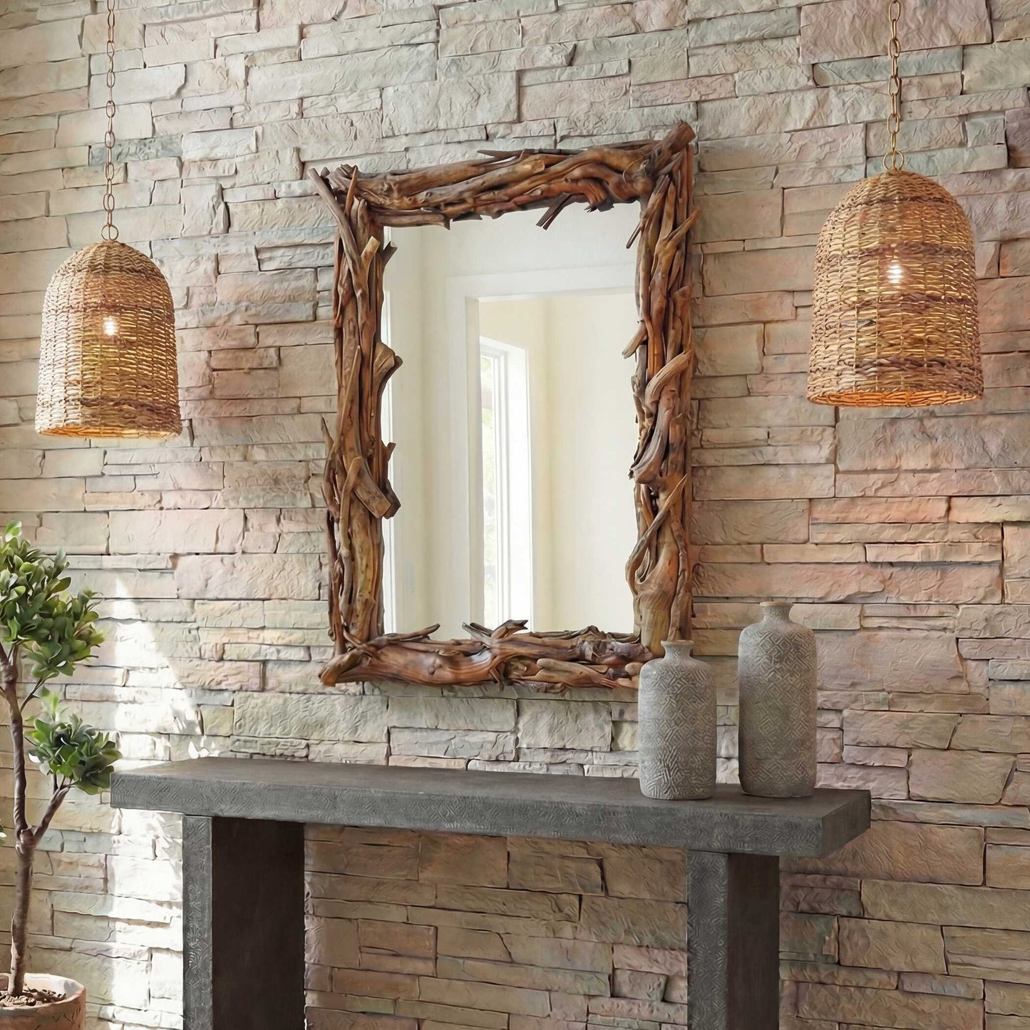 Uttermost Rooted Reflection Natural Mirror