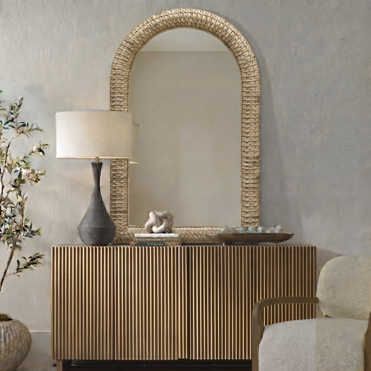 Uttermost Twisted Seagrass Arch Mirror