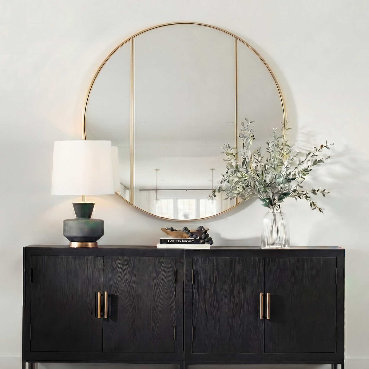 Amram Antique Brass Round Mirror