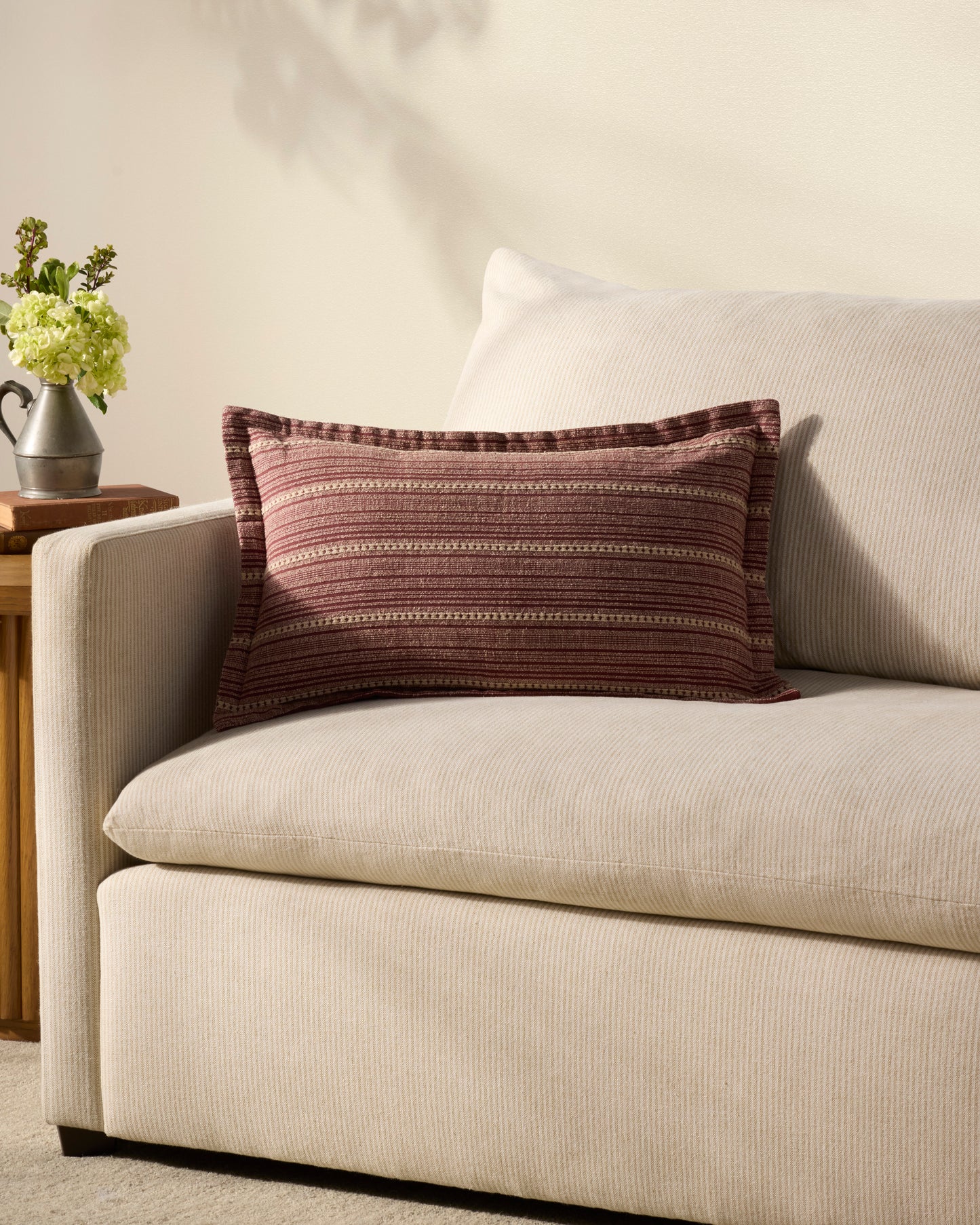 Chris Loves Julia x Loloi Howie Wine / Natural 13'' x 21'' Cover w/ Poly Pillow