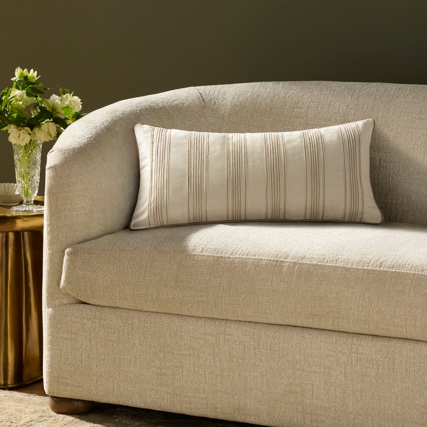 Chris Loves Julia x Loloi Verona Ivory 12'' x 27'' Pillow Cover Only