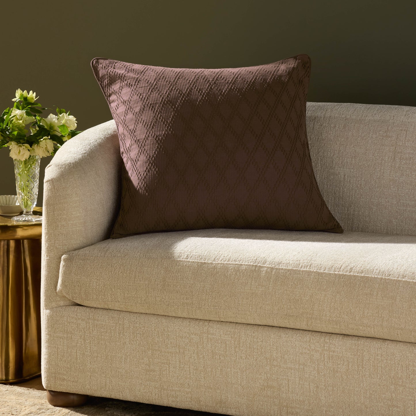 Chris Loves Julia x Loloi Cary Brown 26'' x 26'' Pillow Cover Only
