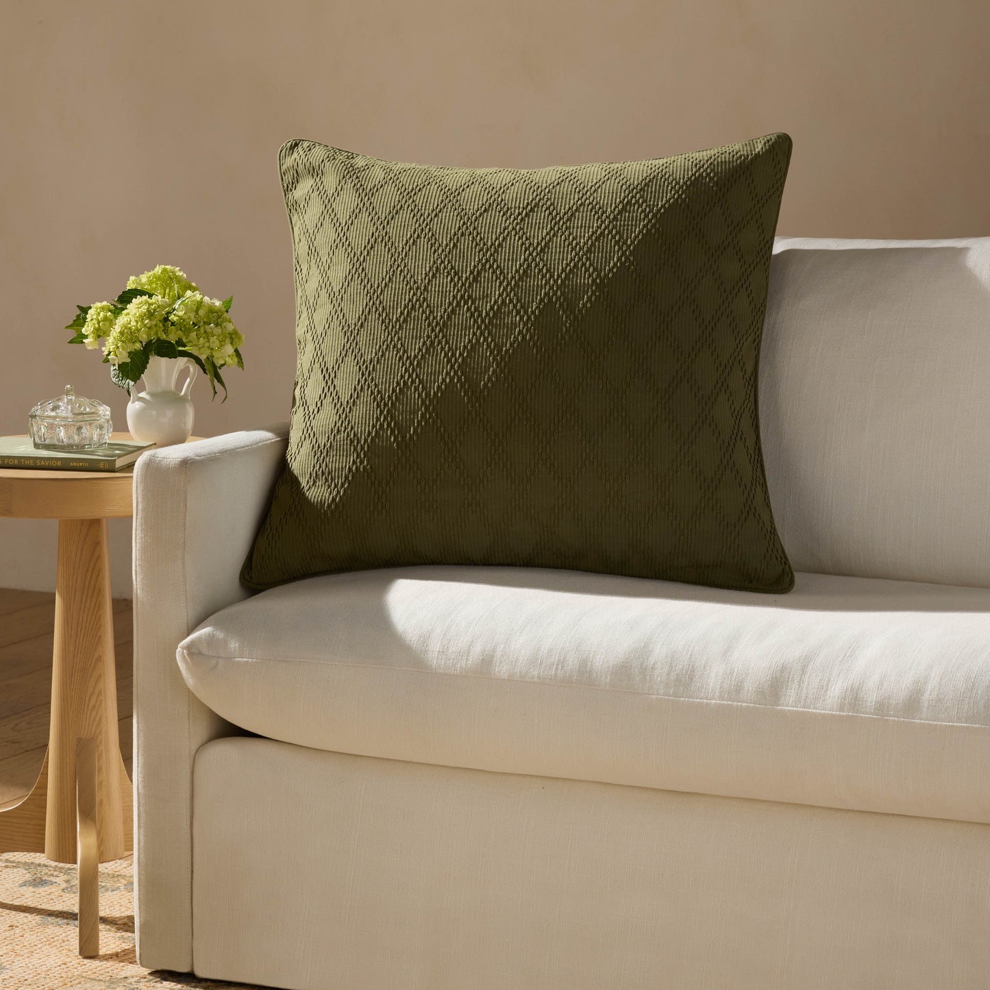 Chris Loves Julia x Loloi Cary Green 26'' x 26'' Pillow Cover Only