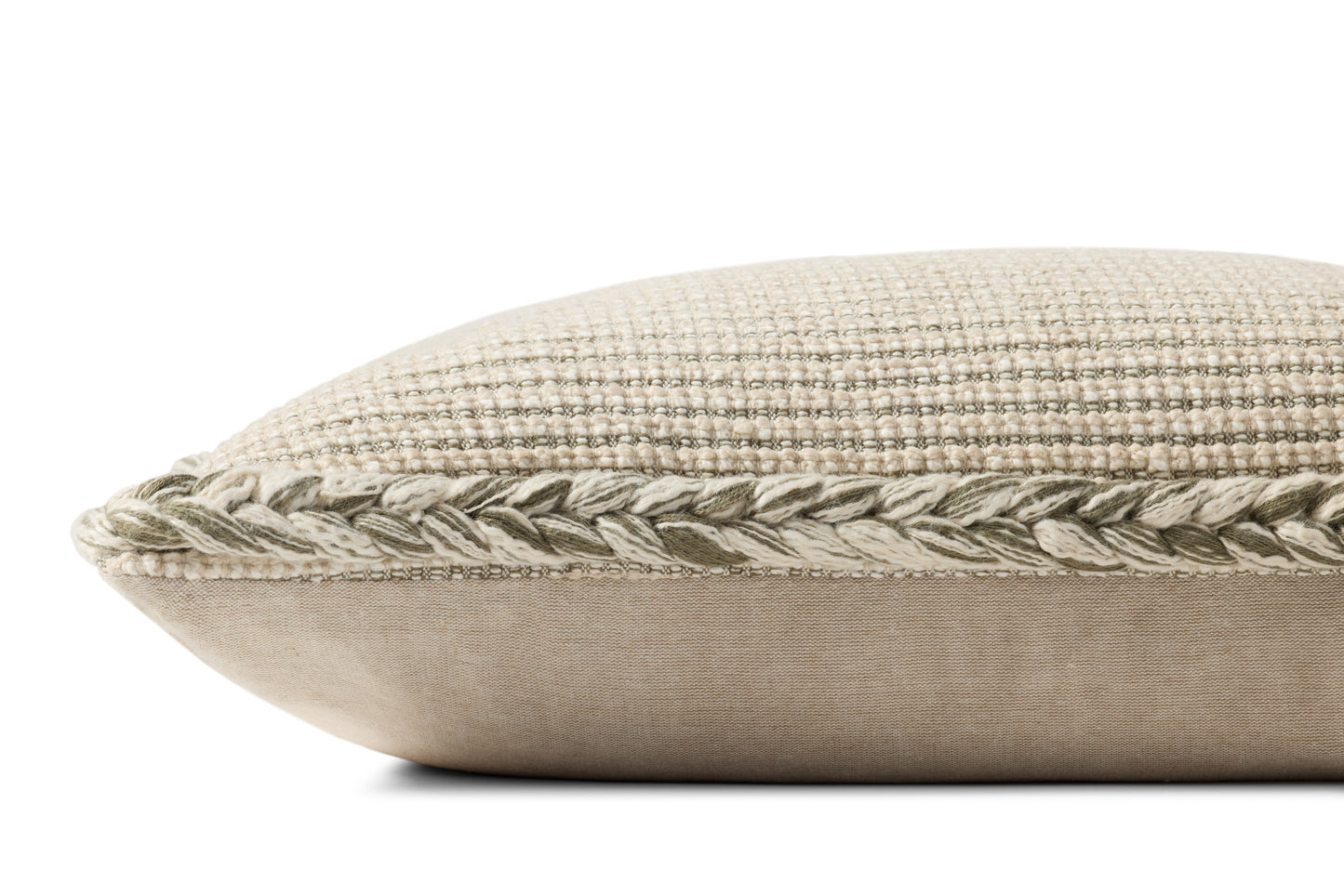 Amber Lewis x Loloi Oroville Natural / Olive 13'' x 21'' Cover w/Poly Pillow