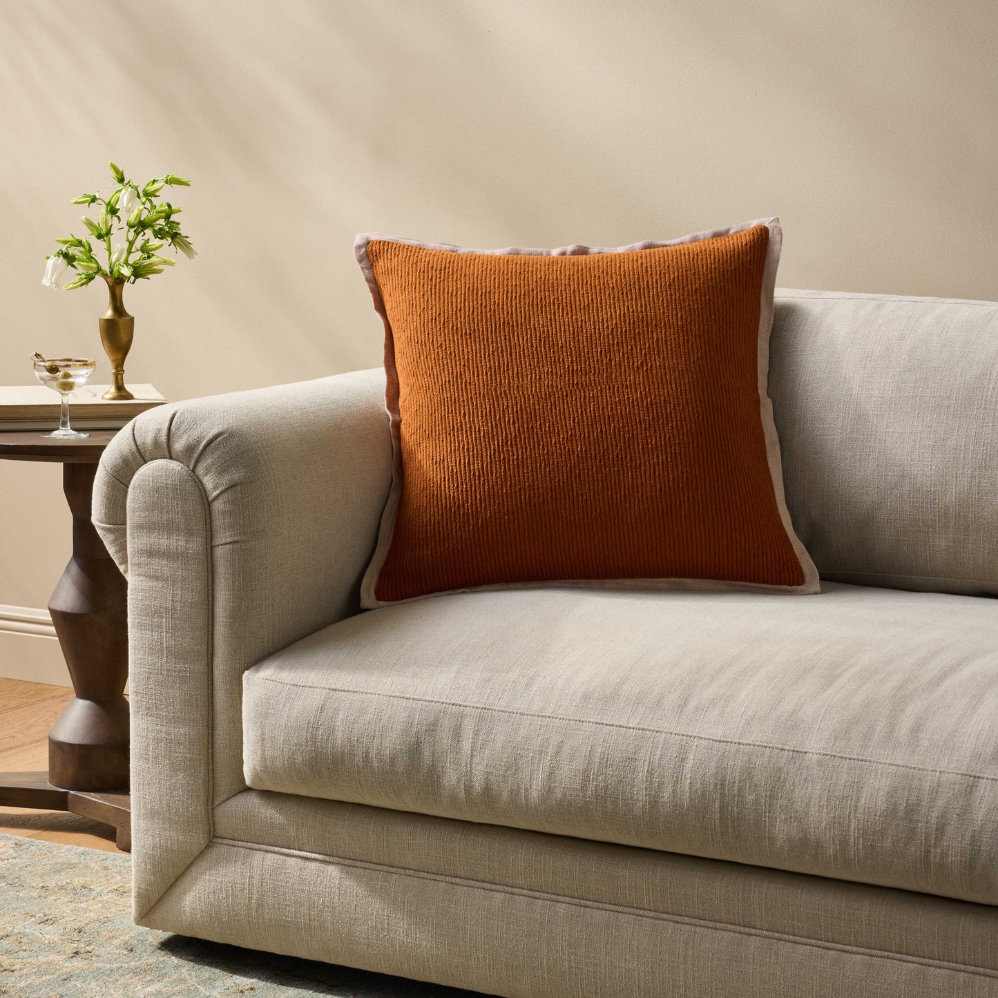 Loloi PLL0207 Rust 22" x 22" Cover w/Down Pillow