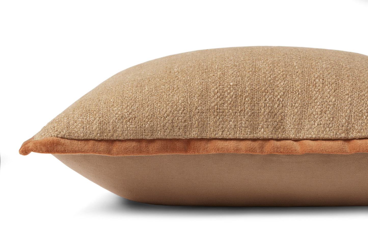 Amber Lewis x Loloi Aveline PAL0034 Natural / Rust 18'' x 18'' Cover w/Poly Pillow