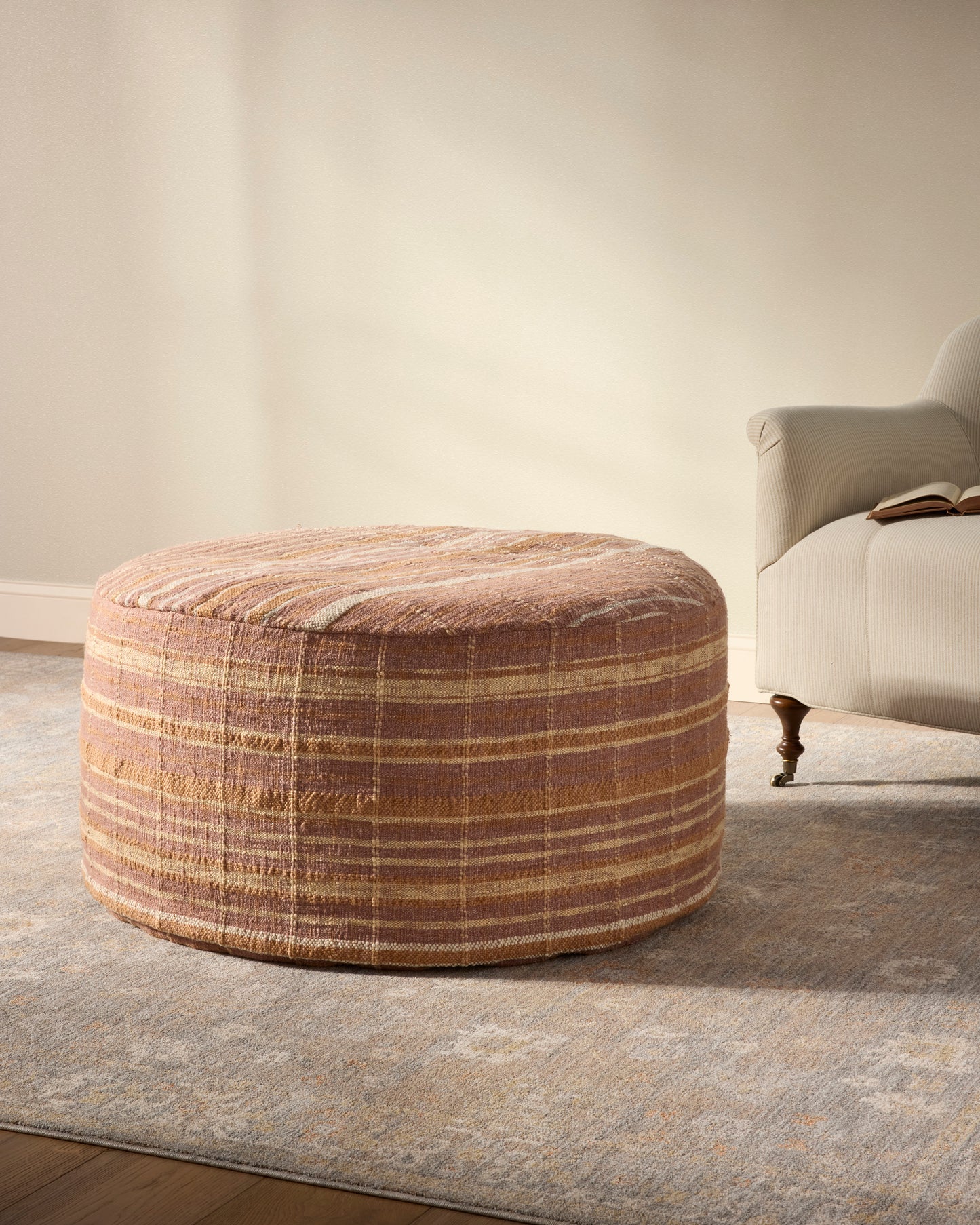 Chris Loves Julia x Loloi Wallace Clay 36"W x 36"D x 17"H Round Pouf