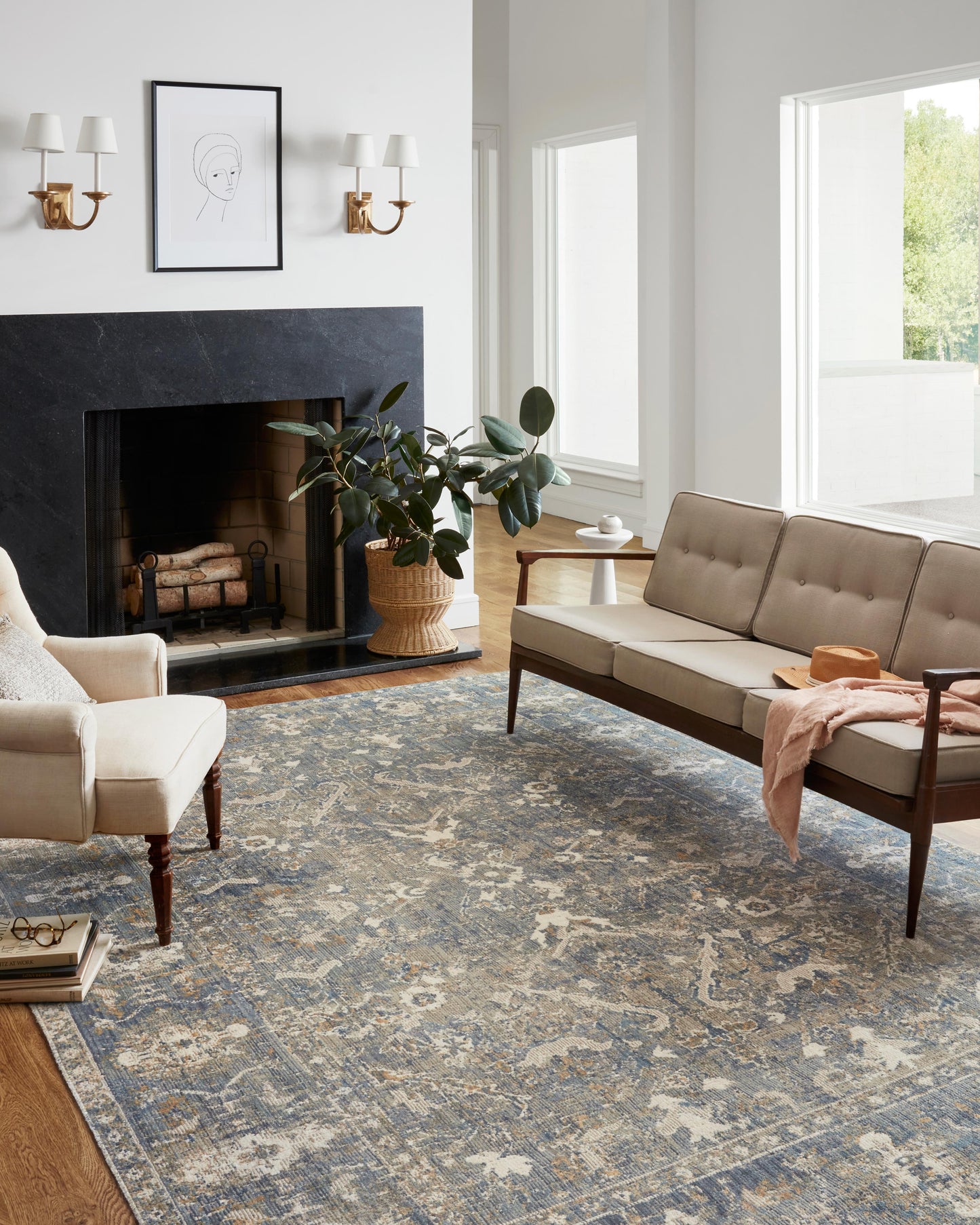 Chris Loves Julia x Loloi Rosemarie Sand / Lagoon 11'-6" x 15'-6" Area Rug