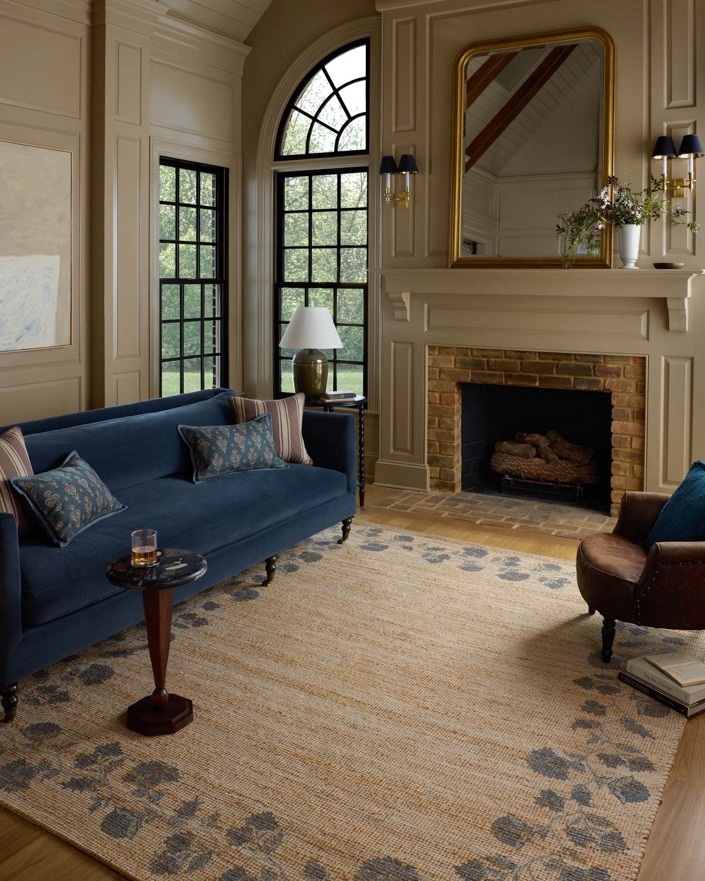 Chris Loves Julia x Loloi Rue Natural / Denim 3'-6" x 5'-6" Accent Rug