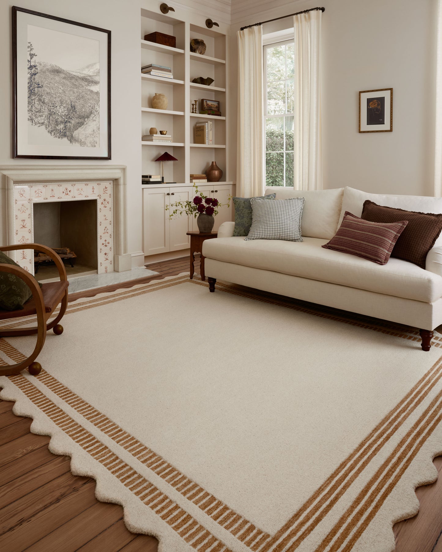 Chris Loves Julia x Loloi Scottie Ivory / Rust 8'-6" x 11'-6" Area Rug