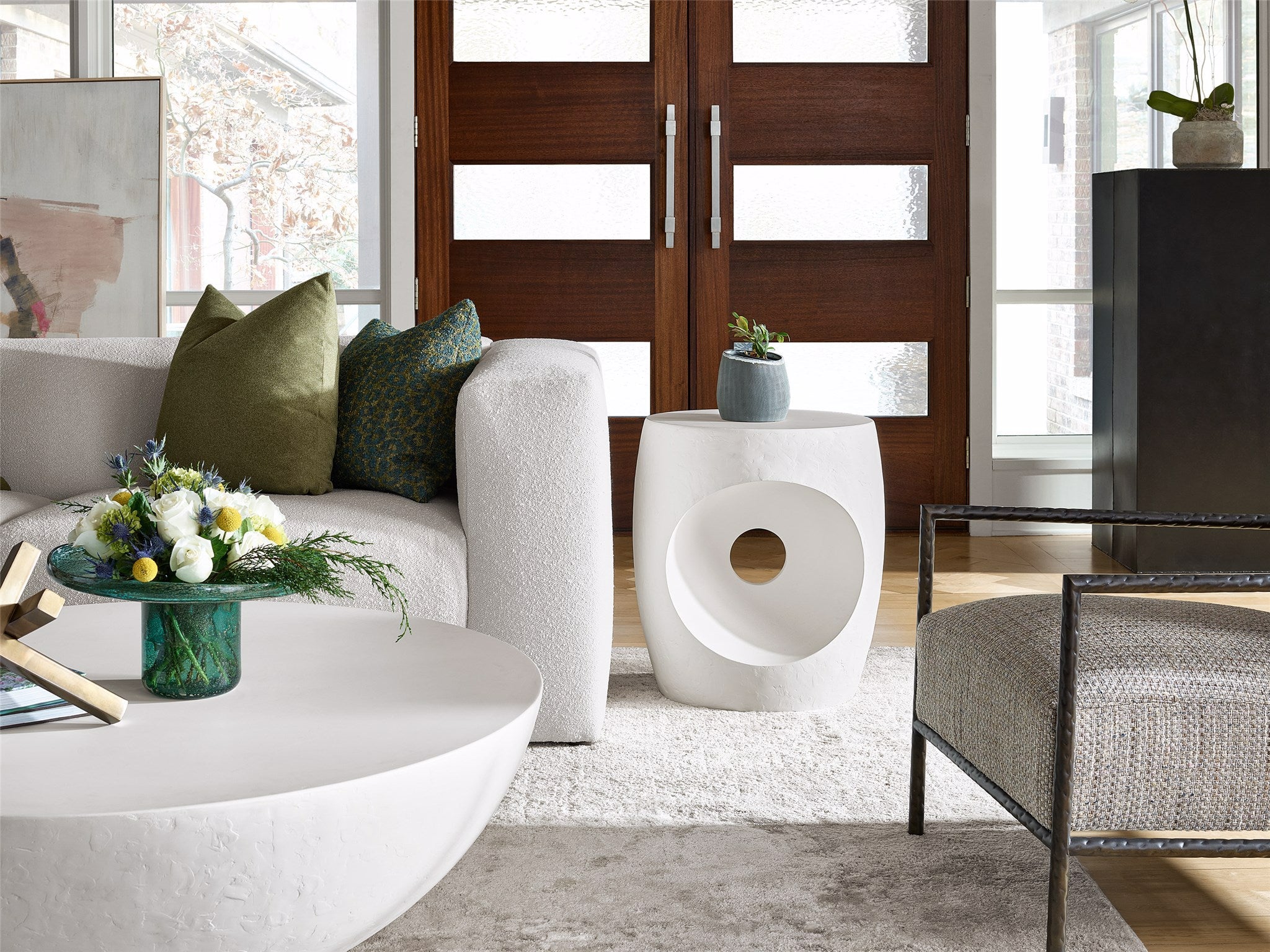 Canyo Oval Textured Accent Table - Thumbnail 4