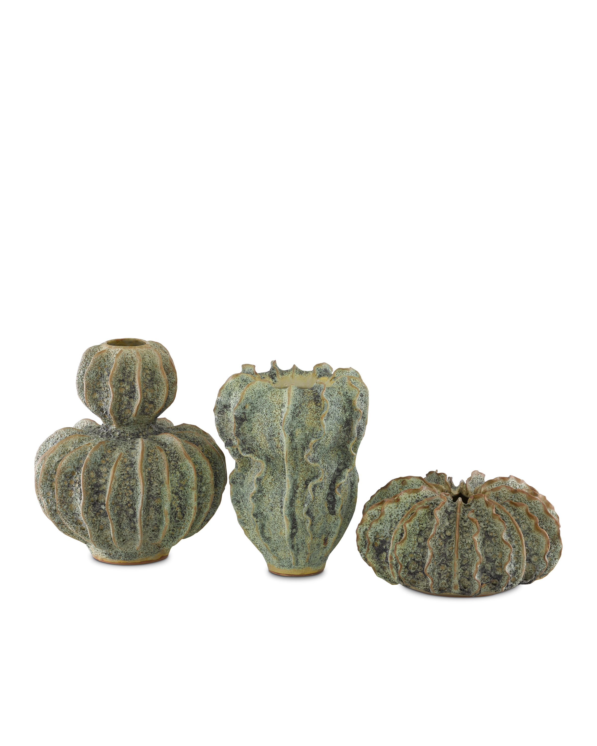 Sunken Boat Double Gourd Green Vase - Thumbnail 3