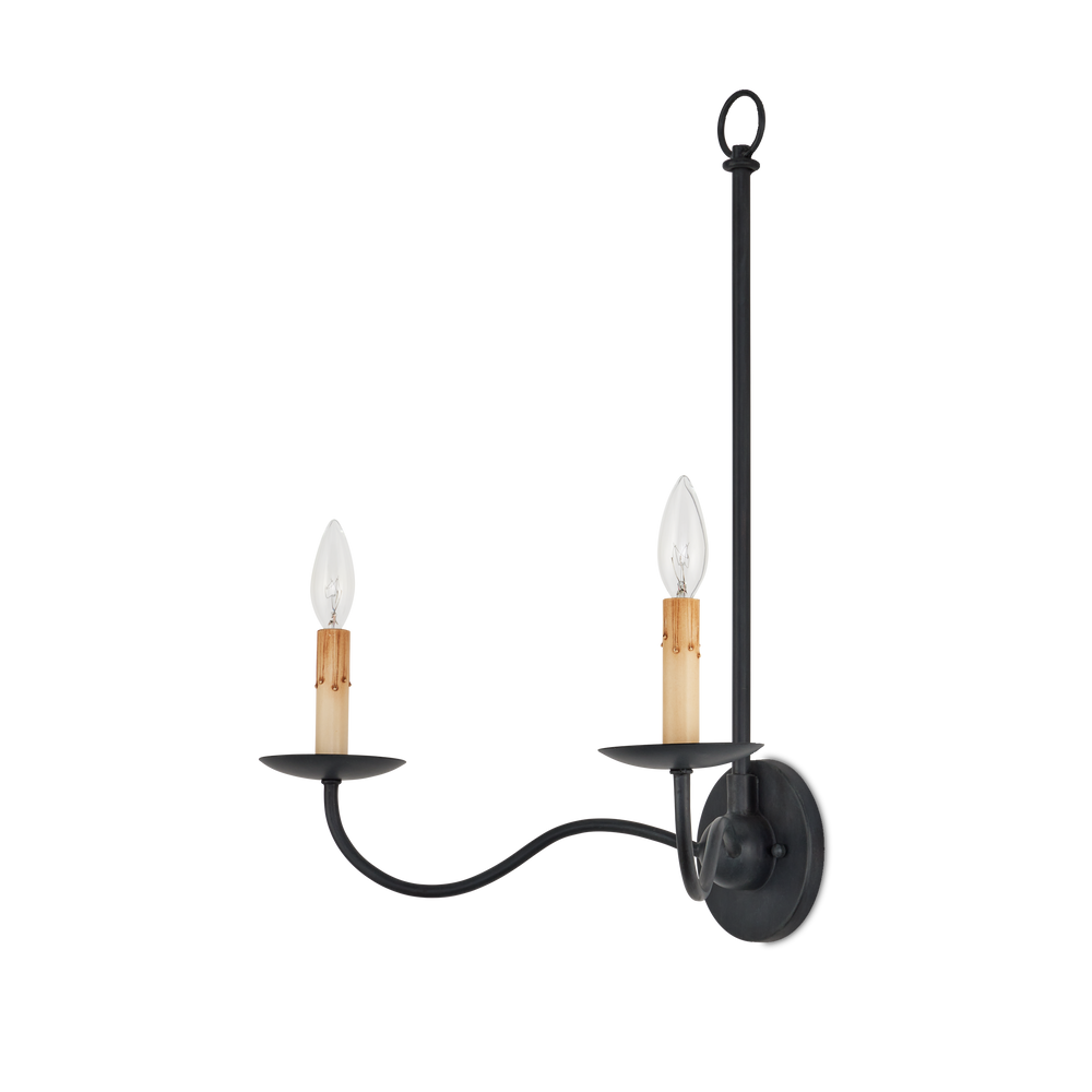 
                      
                        Saxon Double-Light Black Wall Sconce
                      
                    