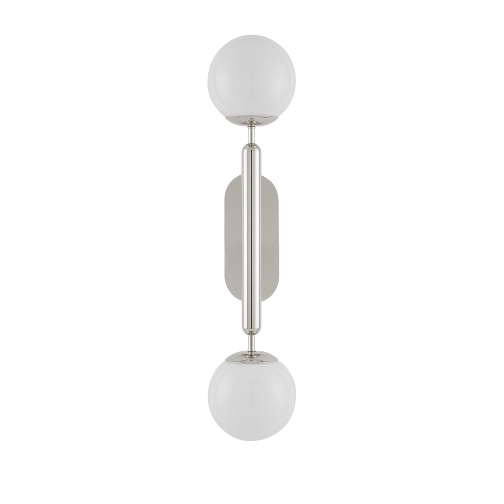 
                      
                        Barbican Double-Light Nickel Wall Sconce.
                      
                    