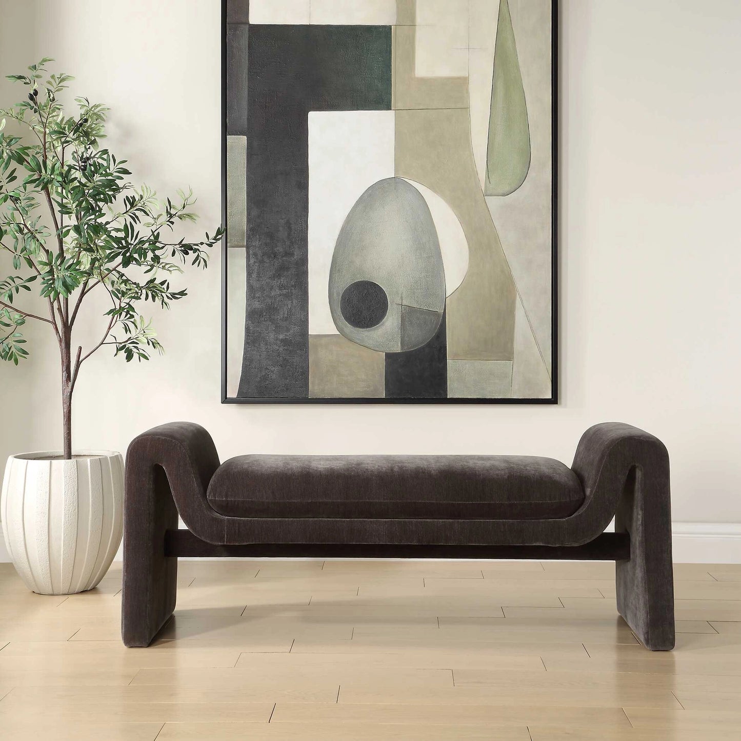 Uttermost Manson Modern Charcoal Bench