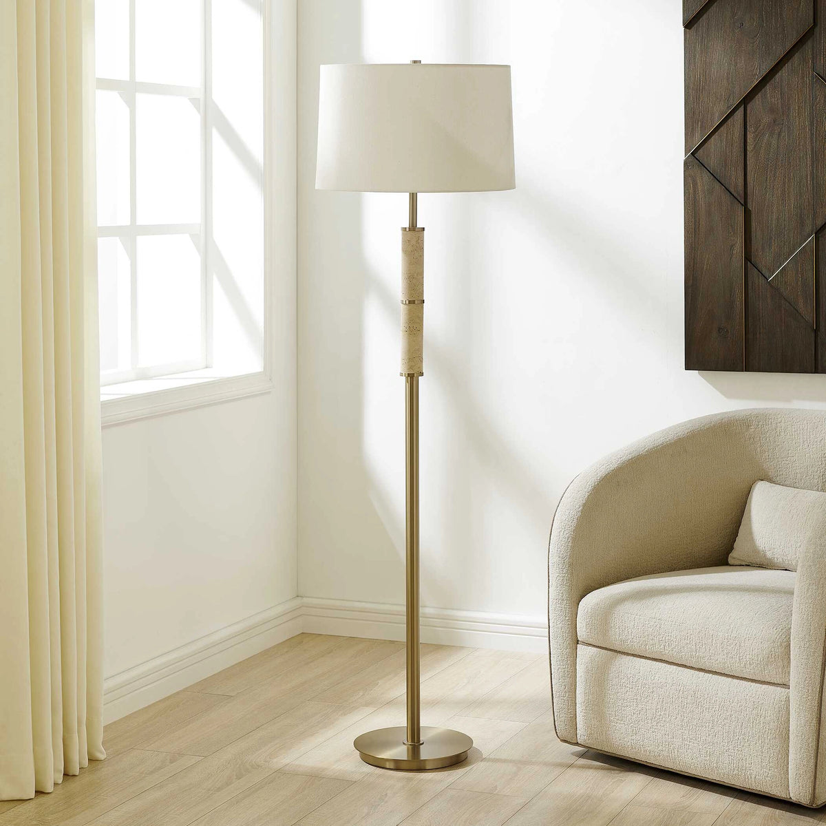 Verlaine Travertine Floor Lamp