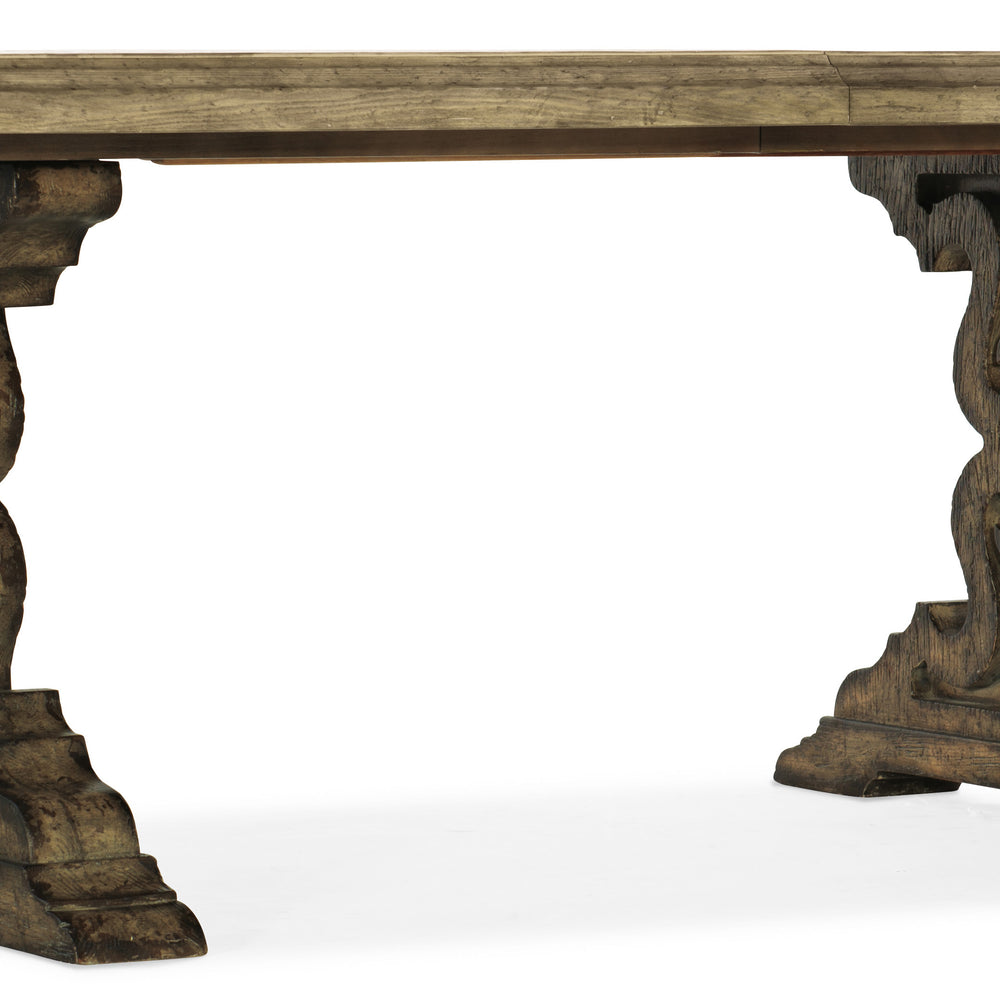 La Grange Le Vieux 86in Double Pedestal Table with 2-18in Leaves.