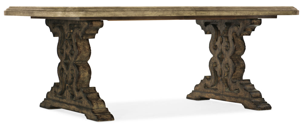 La Grange Le Vieux 86in Double Pedestal Table with 2-18in Leaves.