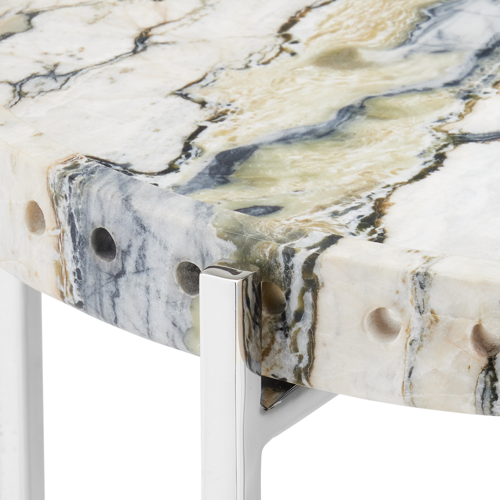 Freya Floral Jade Marble Accent Table