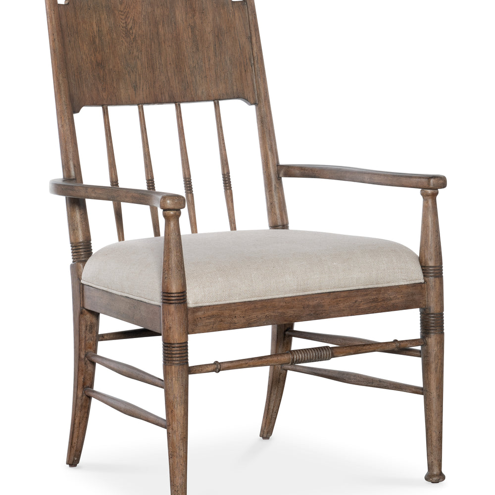 Americana Upholstered Seat Arm Chair - Medium Wood