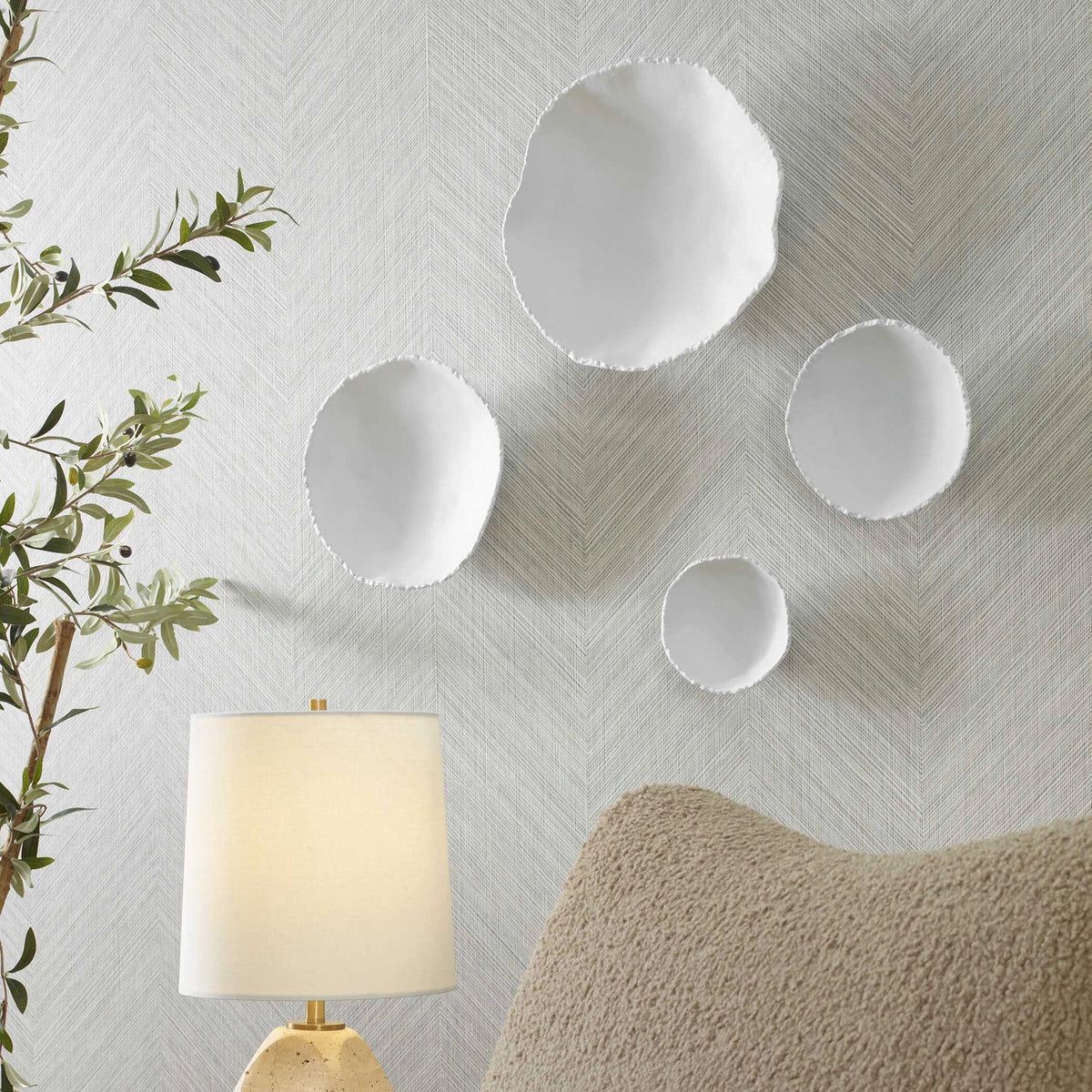 Lucky Coins White Metal Wall Bowls Set/4