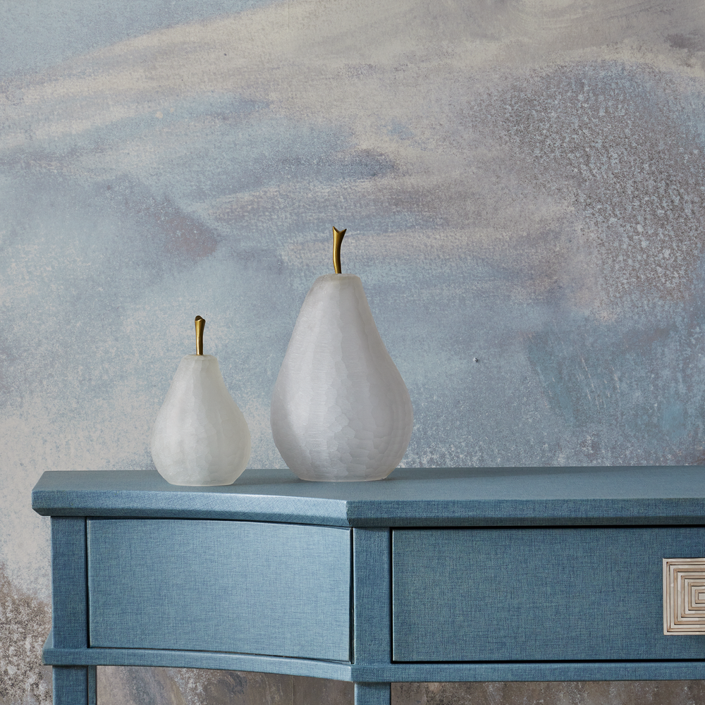 Glass Pear Set of 2 – Frosted Glass Decorative Sculptures – Outrageous ...