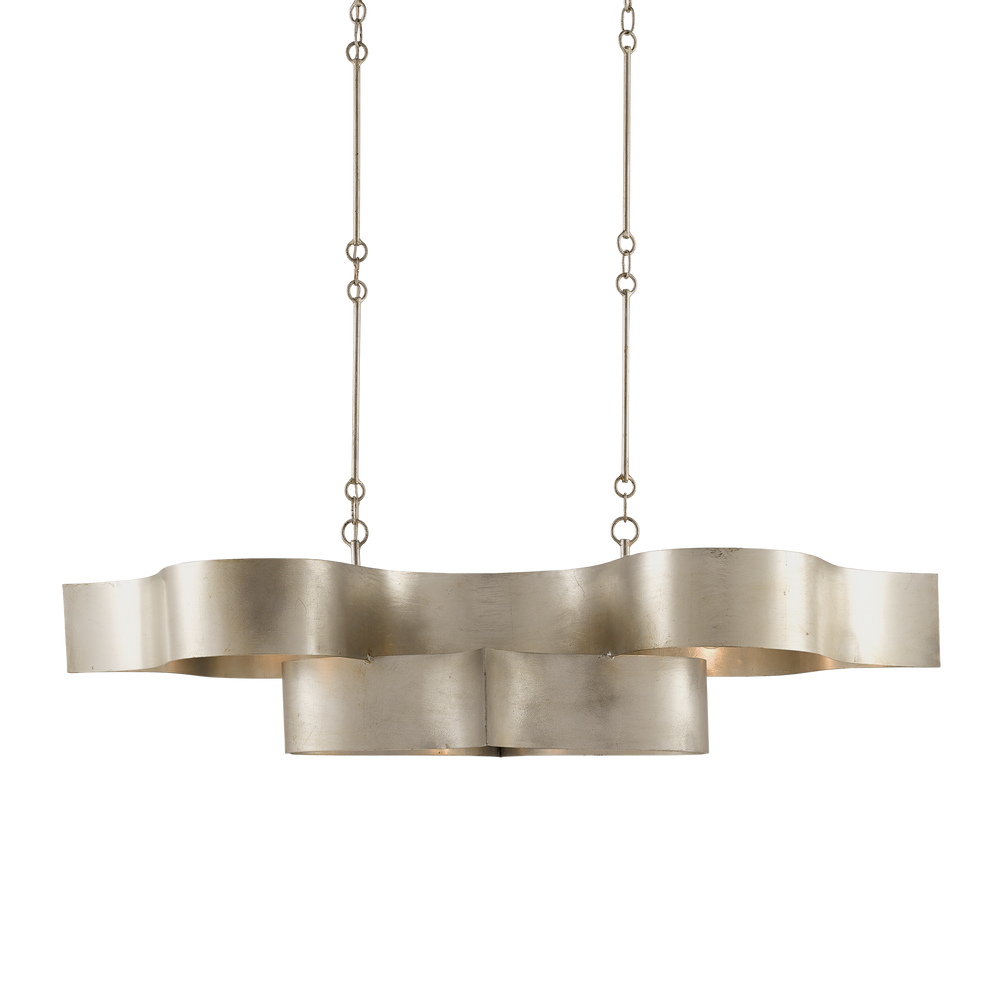 Grand Lotus Oval Silver Chandelier