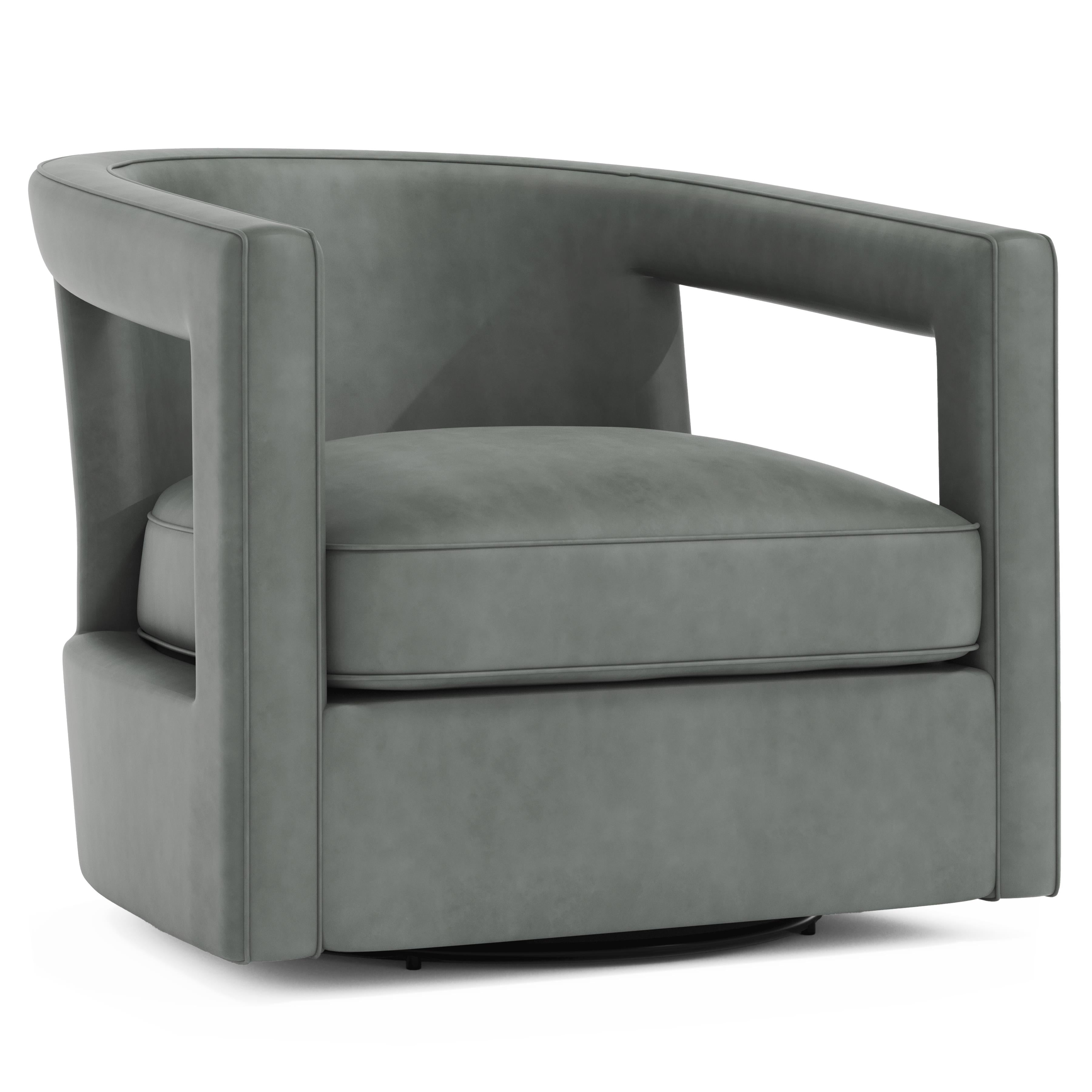 Alana Custom Quick Ship Swivel Chair - Leather - Thumbnail 3