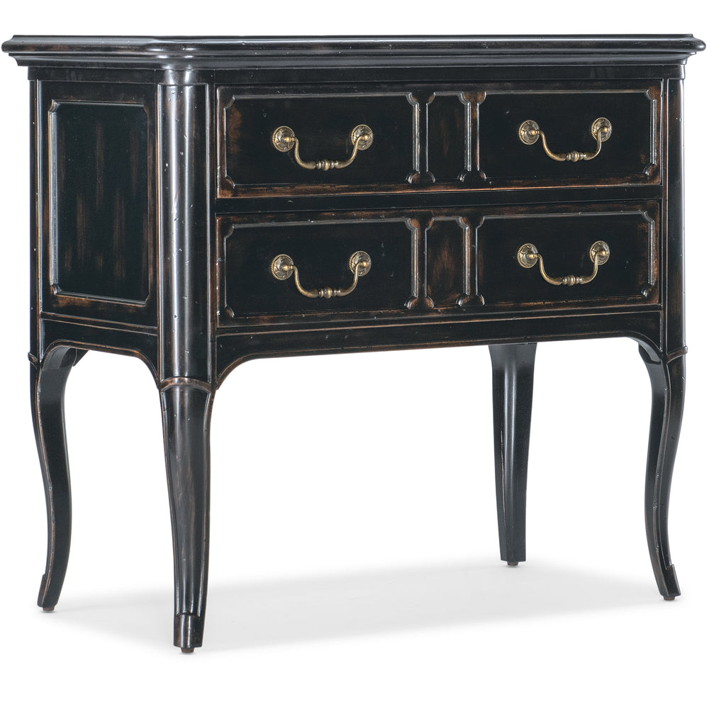 Charleston Two-Drawer Nightstand - Black Cherry.