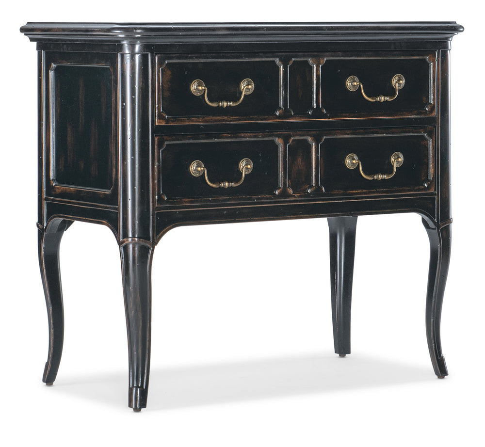 Charleston Two-Drawer Nightstand - Black Cherry.