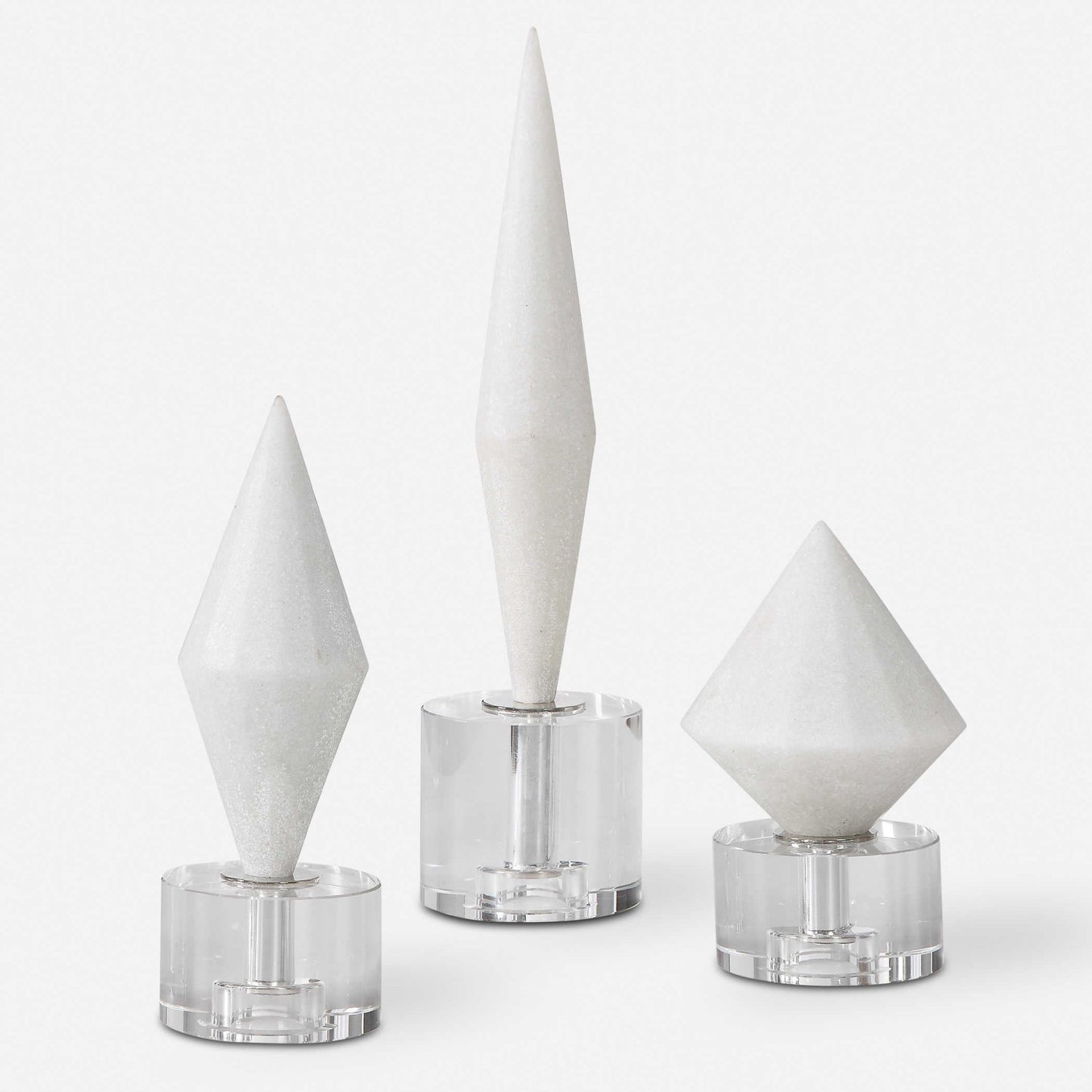 Alize White Diamond Sculptures, Set of 3 - #shop_name Accessories, Accent Decor