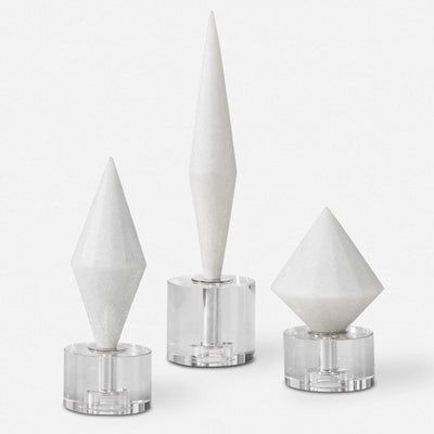 Alize White Diamond Sculptures, Set of 3