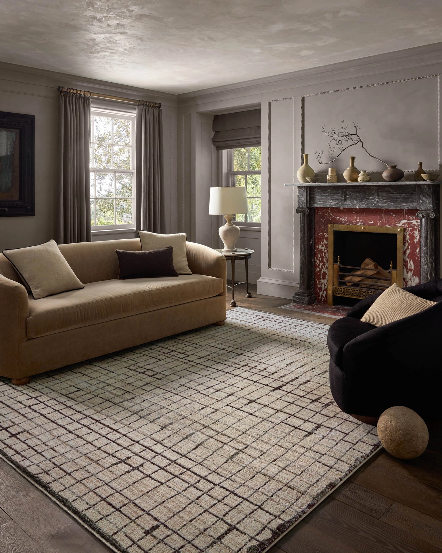 Jeremiah Brent x Loloi Bleecker Ivory / Charcoal 18" x 18" Sample Rug