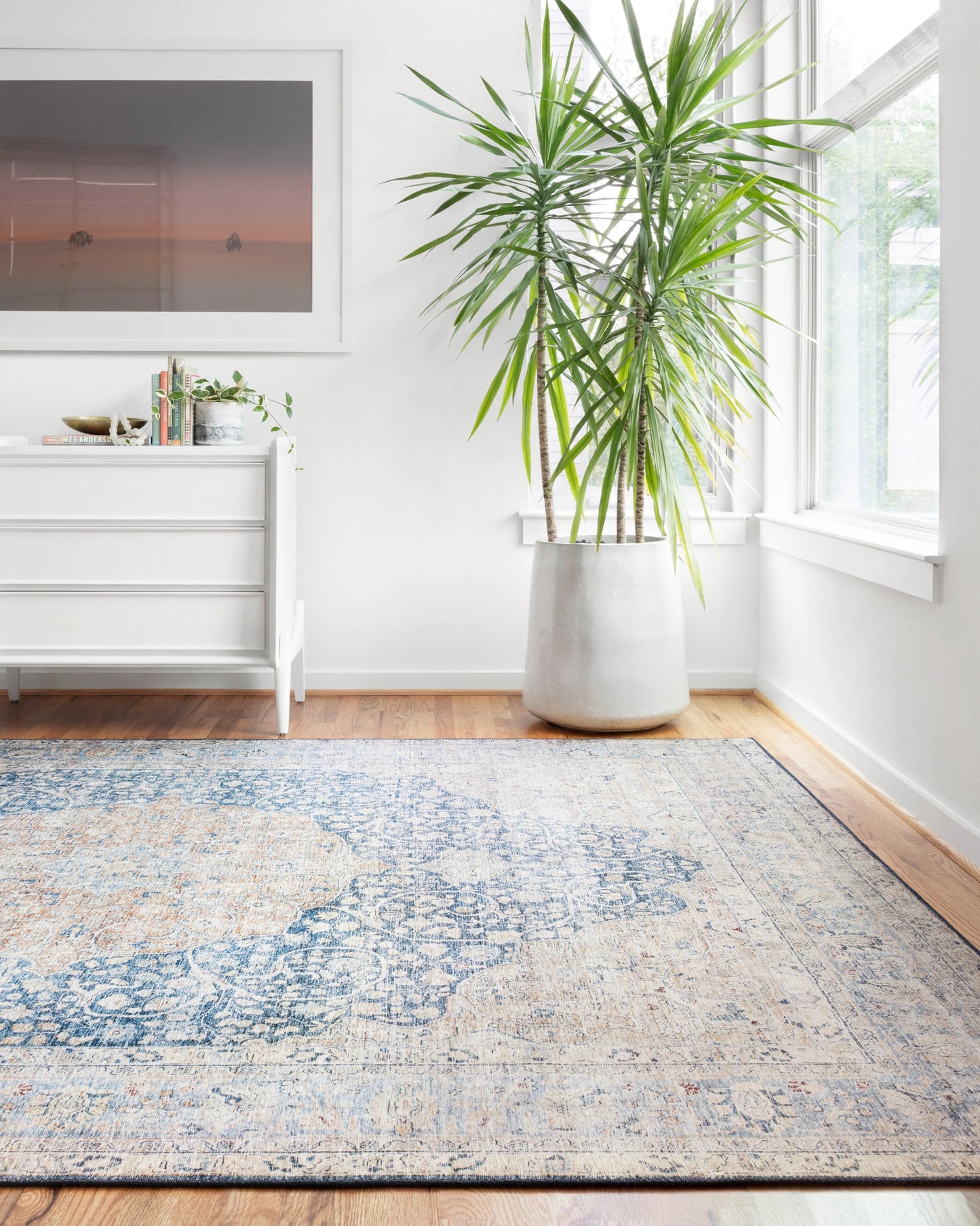 Loloi Layla Blue / Tangerine 18" x 18" Sample Rug