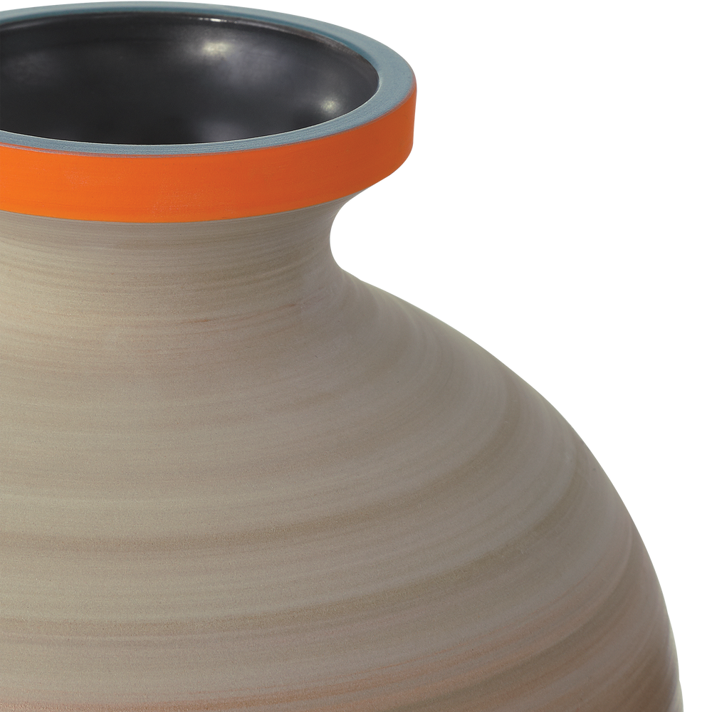 
                      
                        Happy 80's Gray, Beige, Orange & Blue Vase Set of 3.
                      
                    