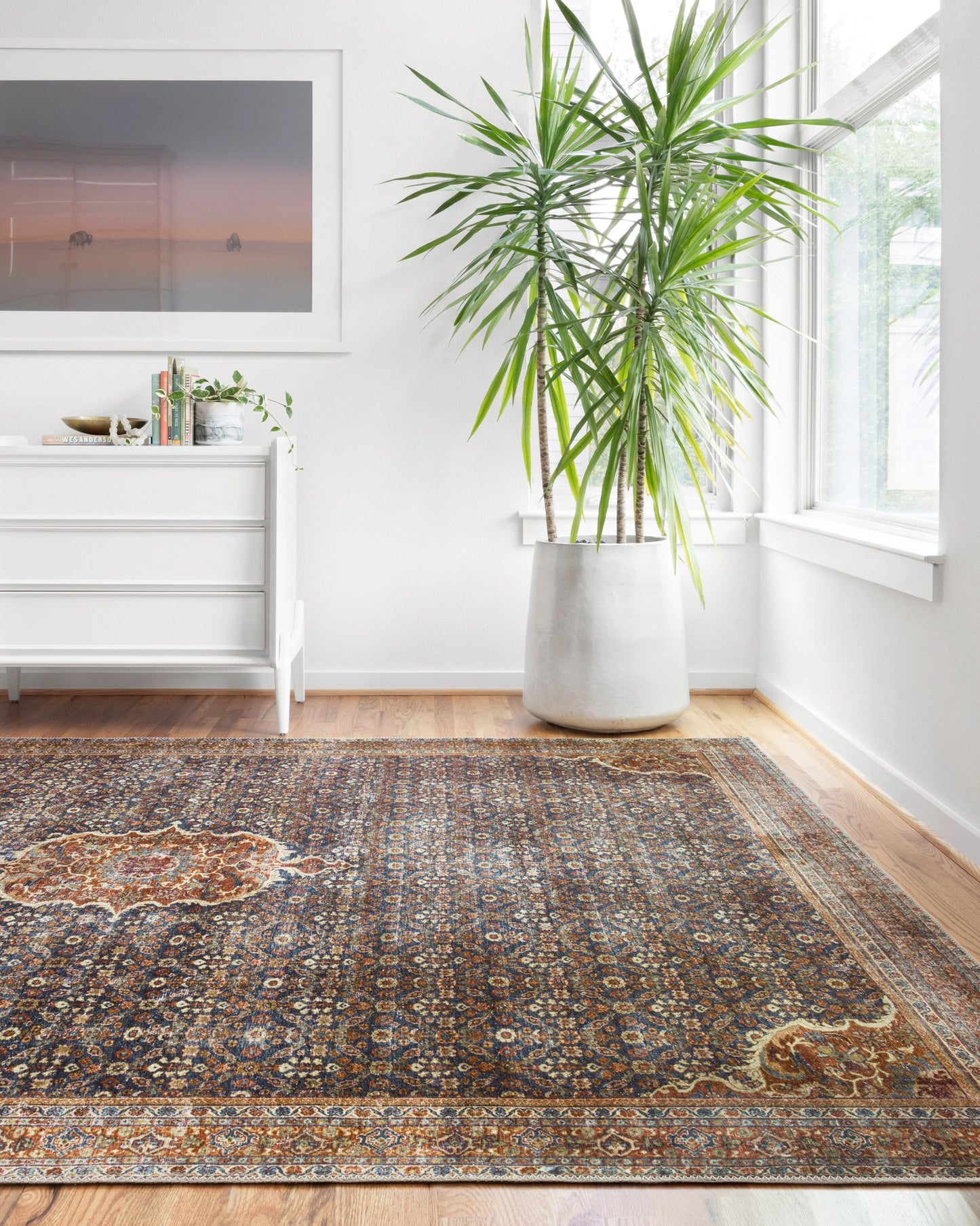 Loloi Layla Cobalt Blue / Spice 3'-6" x 5'-6" Accent Rug