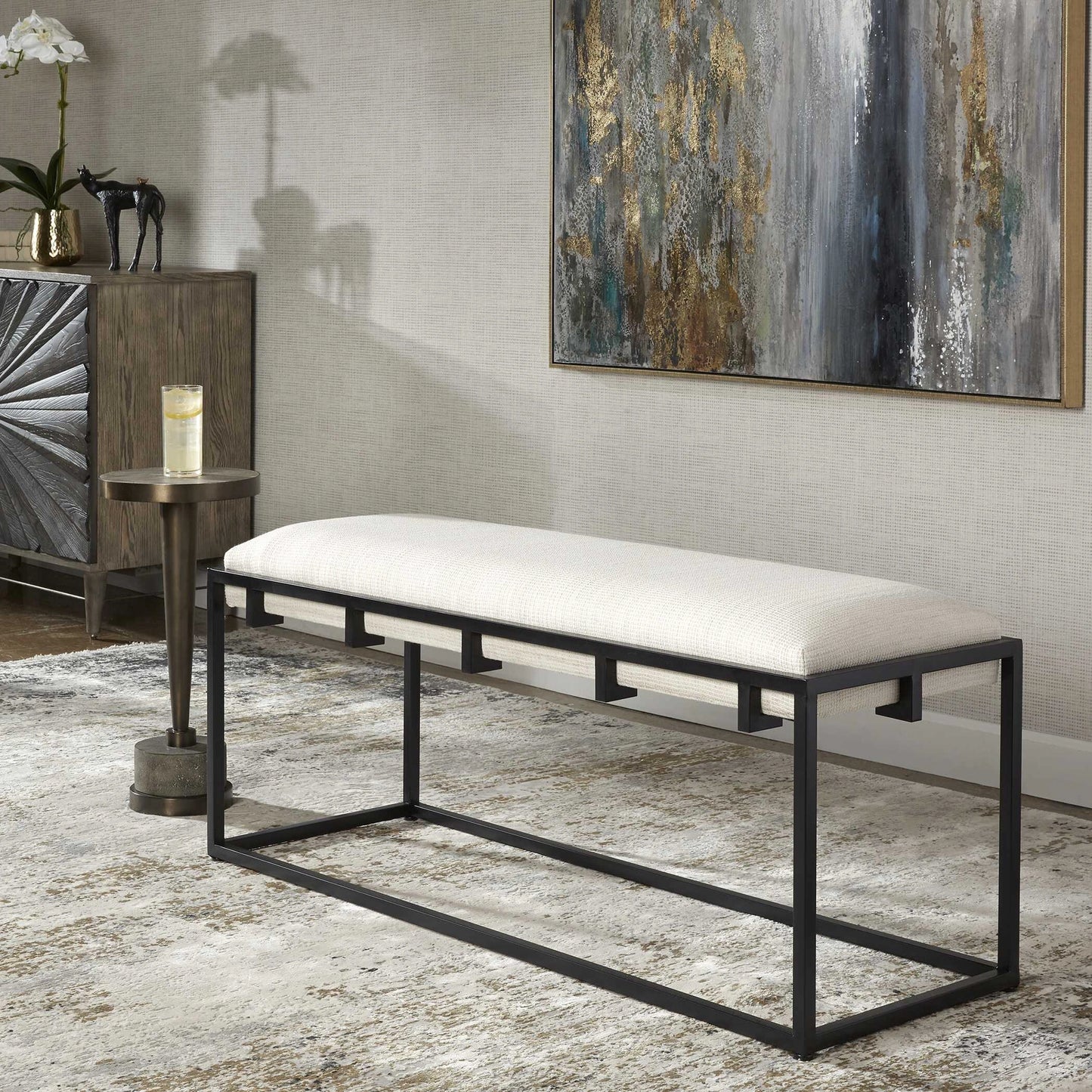 Uttermost Paradox Iron & Fabric Bench
