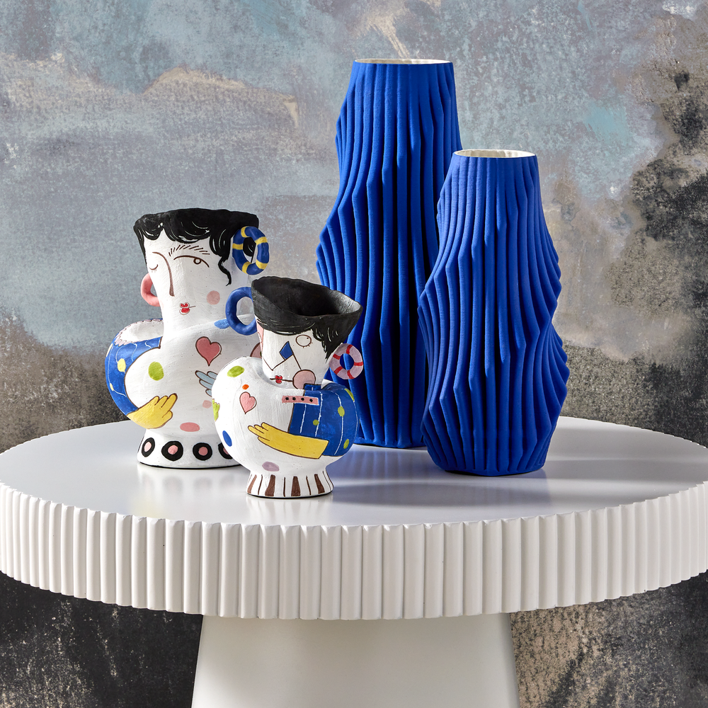 
                      
                        Blue Pleat Large Vase.
                      
                    