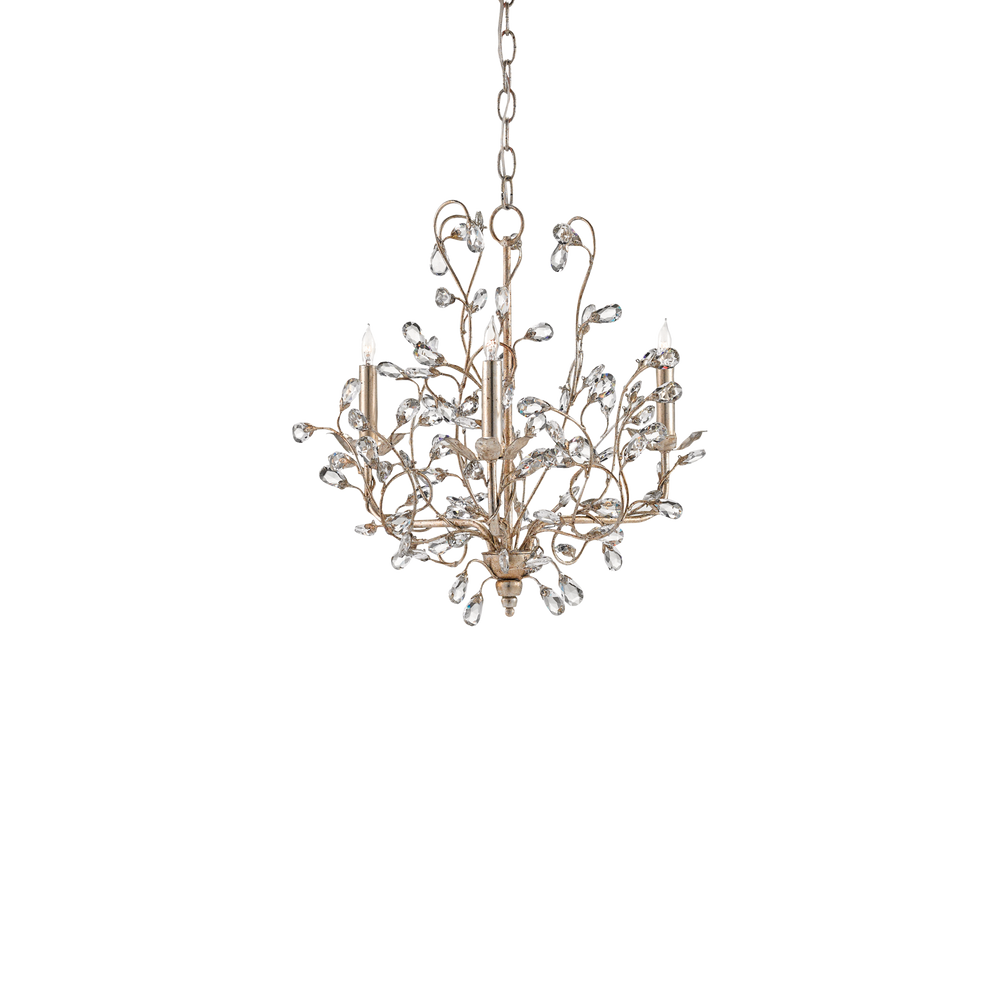Crystal Bud Small Silver Chandelier