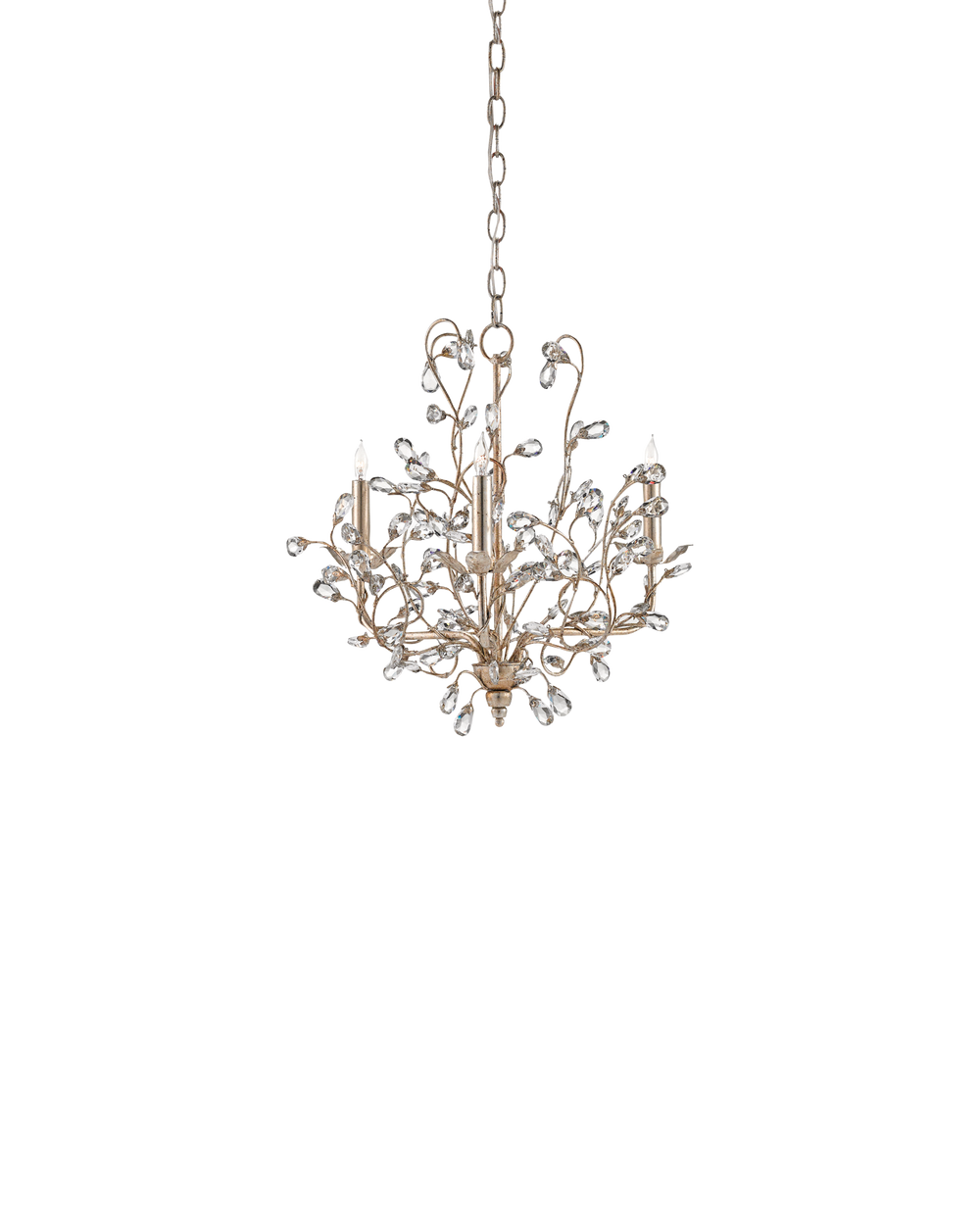 Crystal Bud Small Silver Chandelier