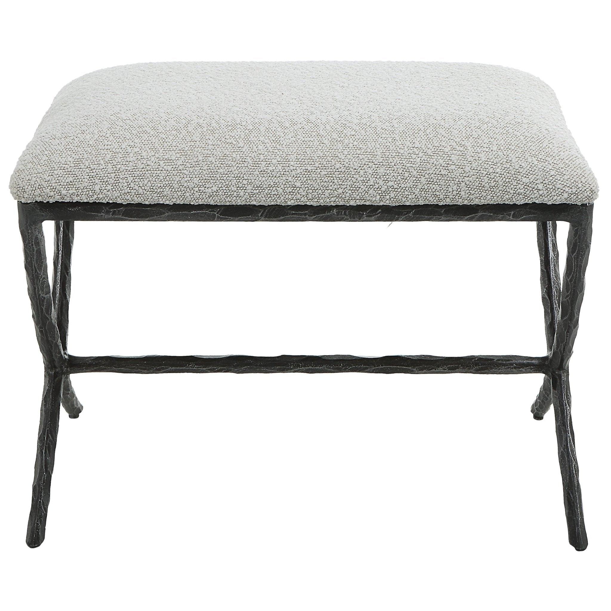 Brisby Gray Fabric Small Bench - Thumbnail 4