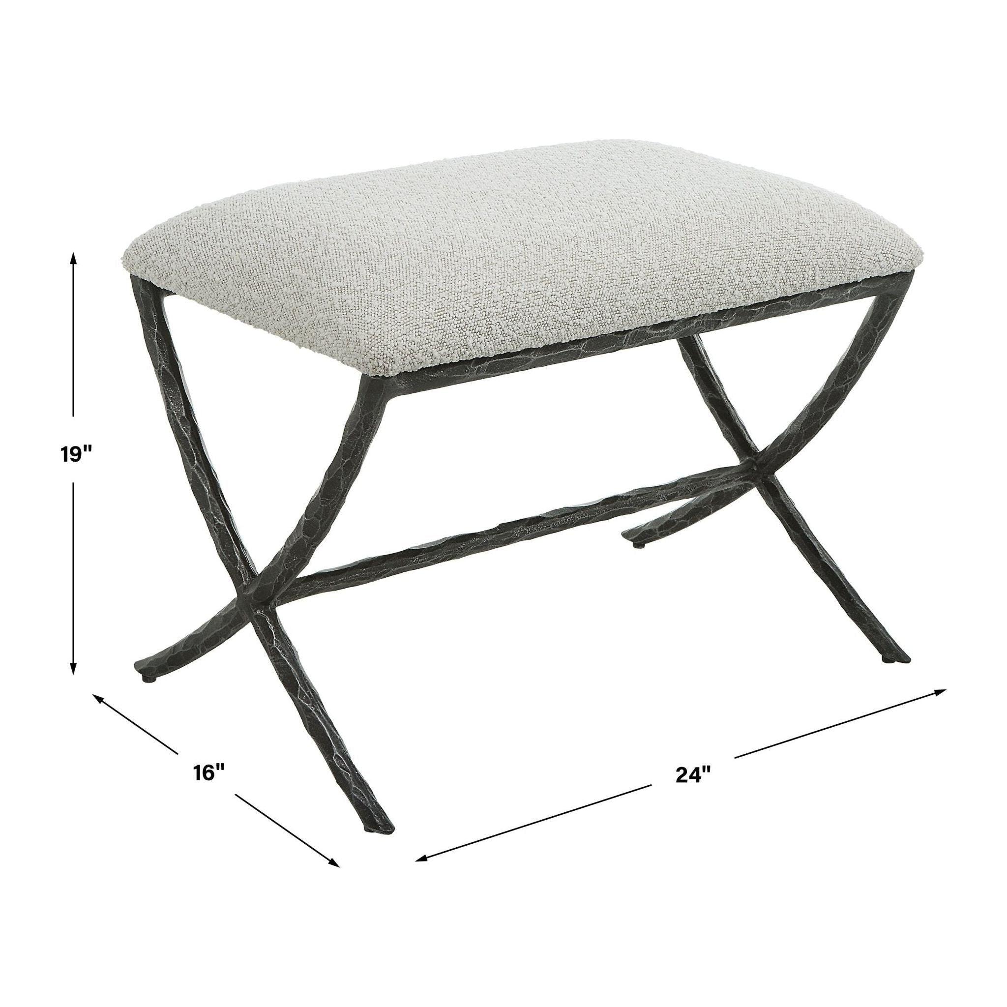 Brisby Gray Fabric Small Bench - Thumbnail 5