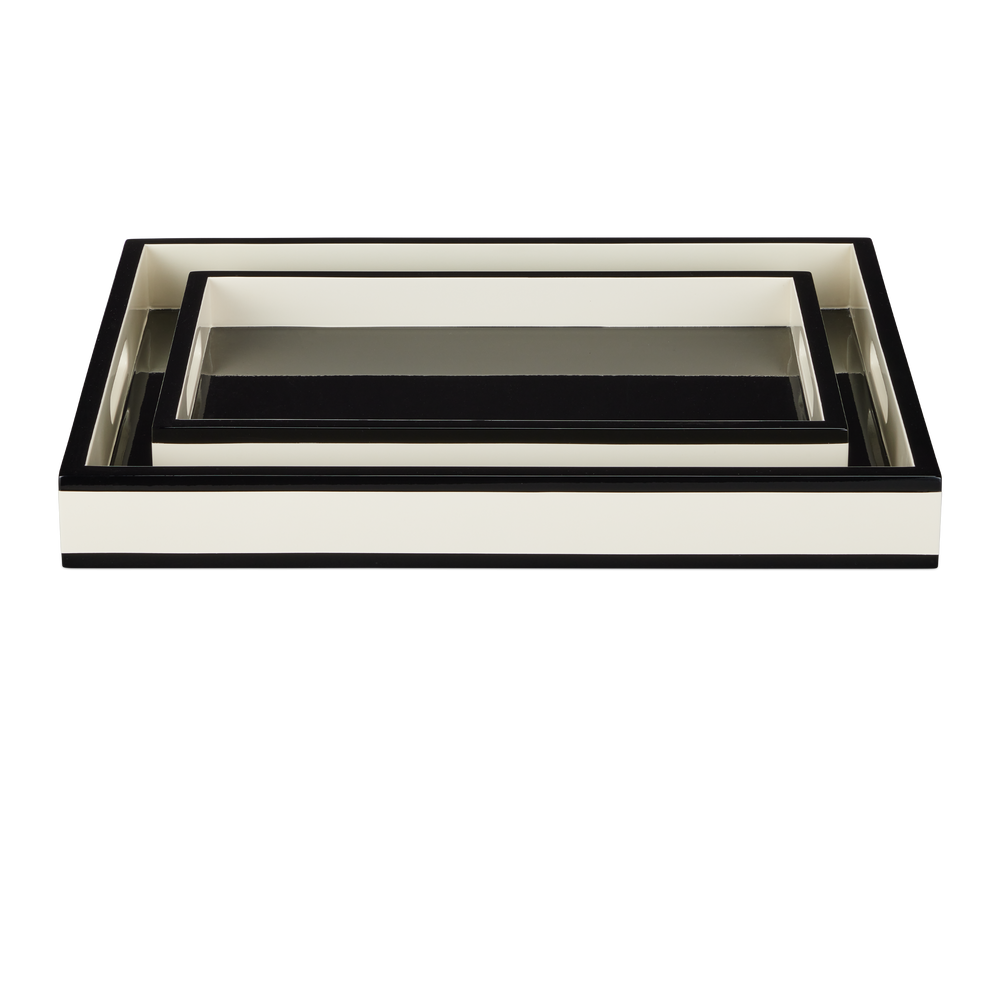 
                      
                        Ivory Lacquer Tray Set of 2.
                      
                    